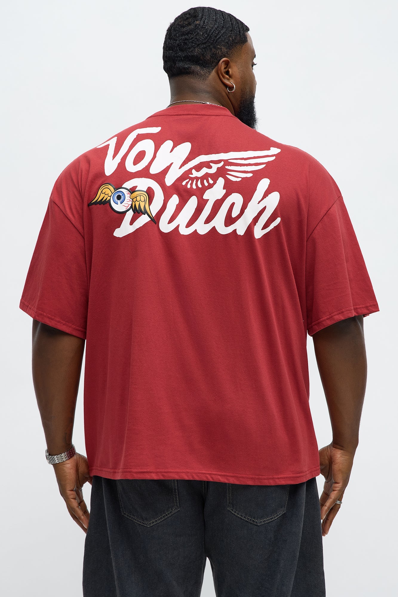 Oversized Von Dutch Signature Tee - Burgundy