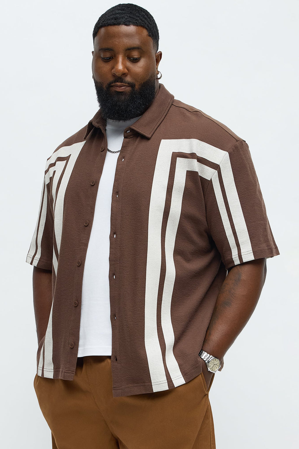 Making Ways Button Up Shirt - Brown