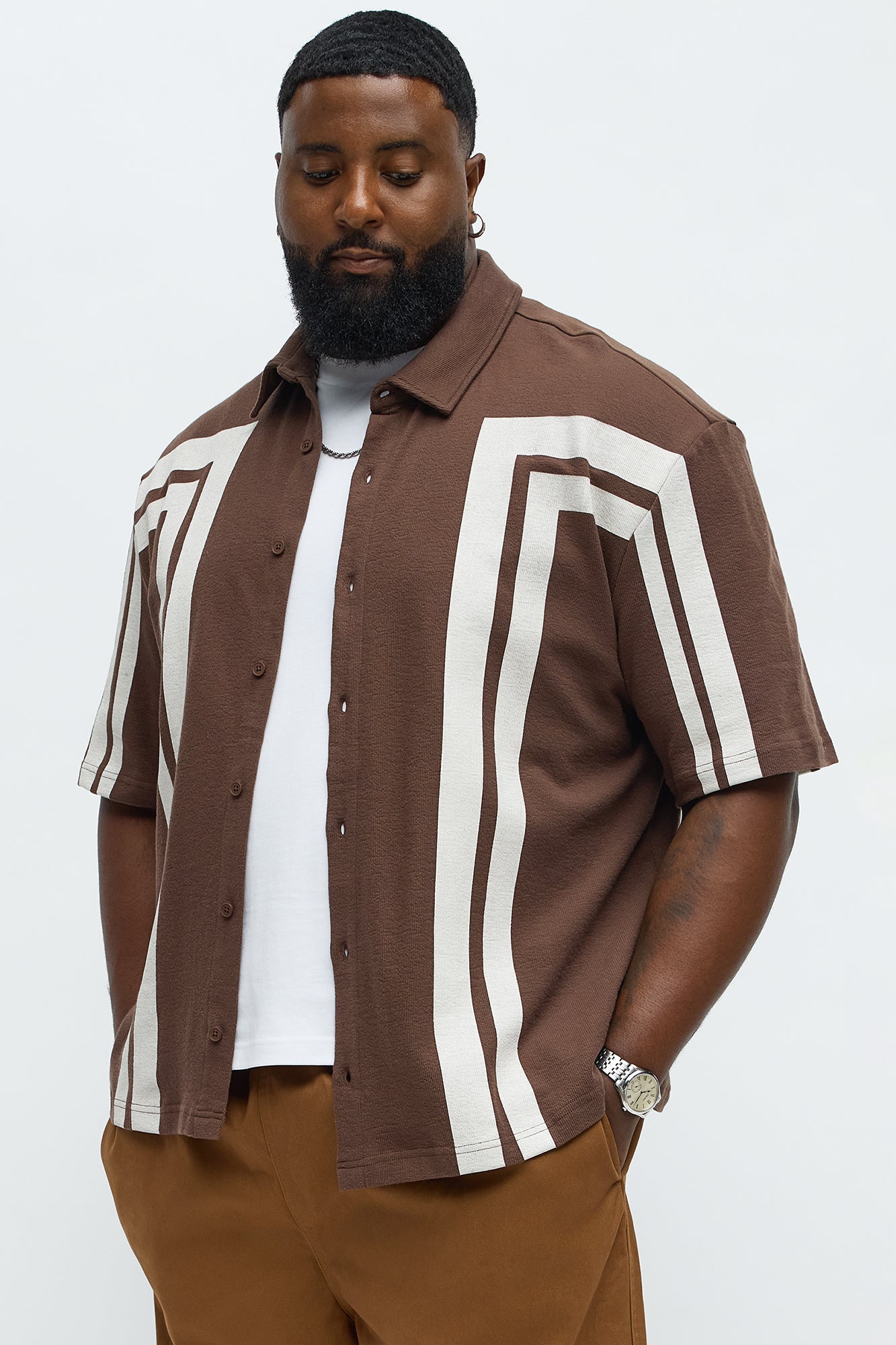 Making Ways Button Up Shirt - Brown