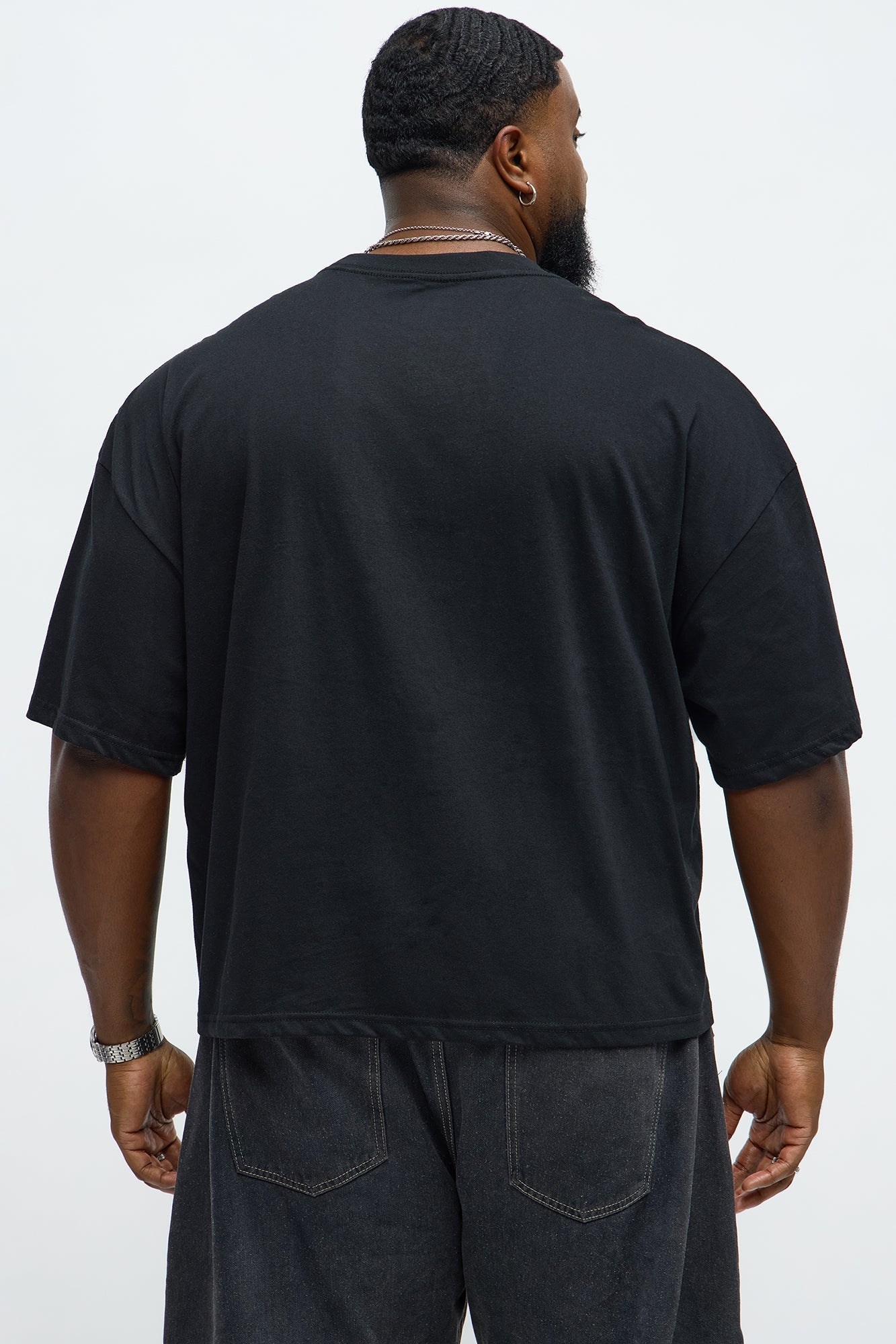Oversized Cropped Von Dutch Moto Tee - Black