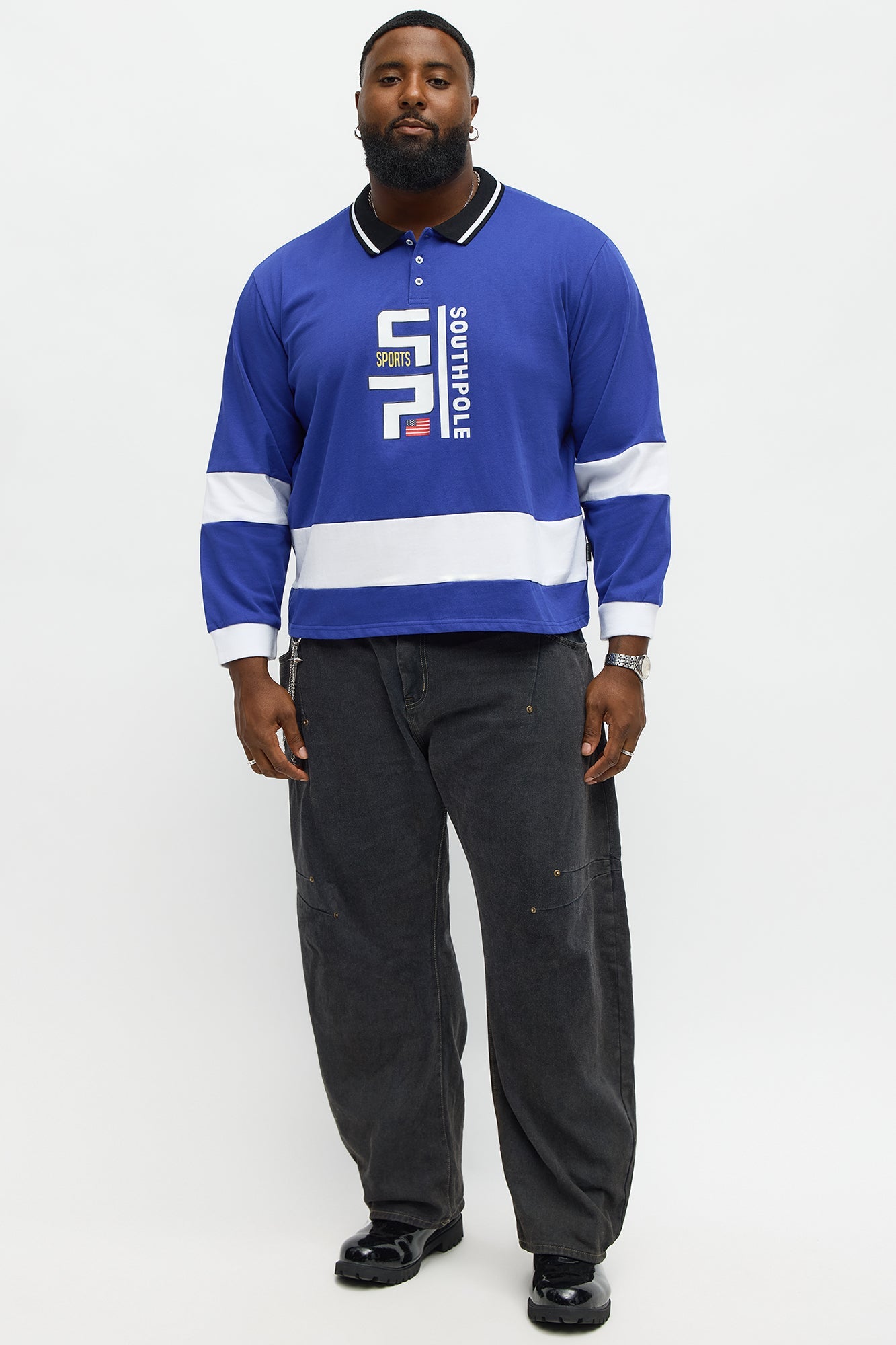 Southpole Long Sleeve Logo Polo - Royal