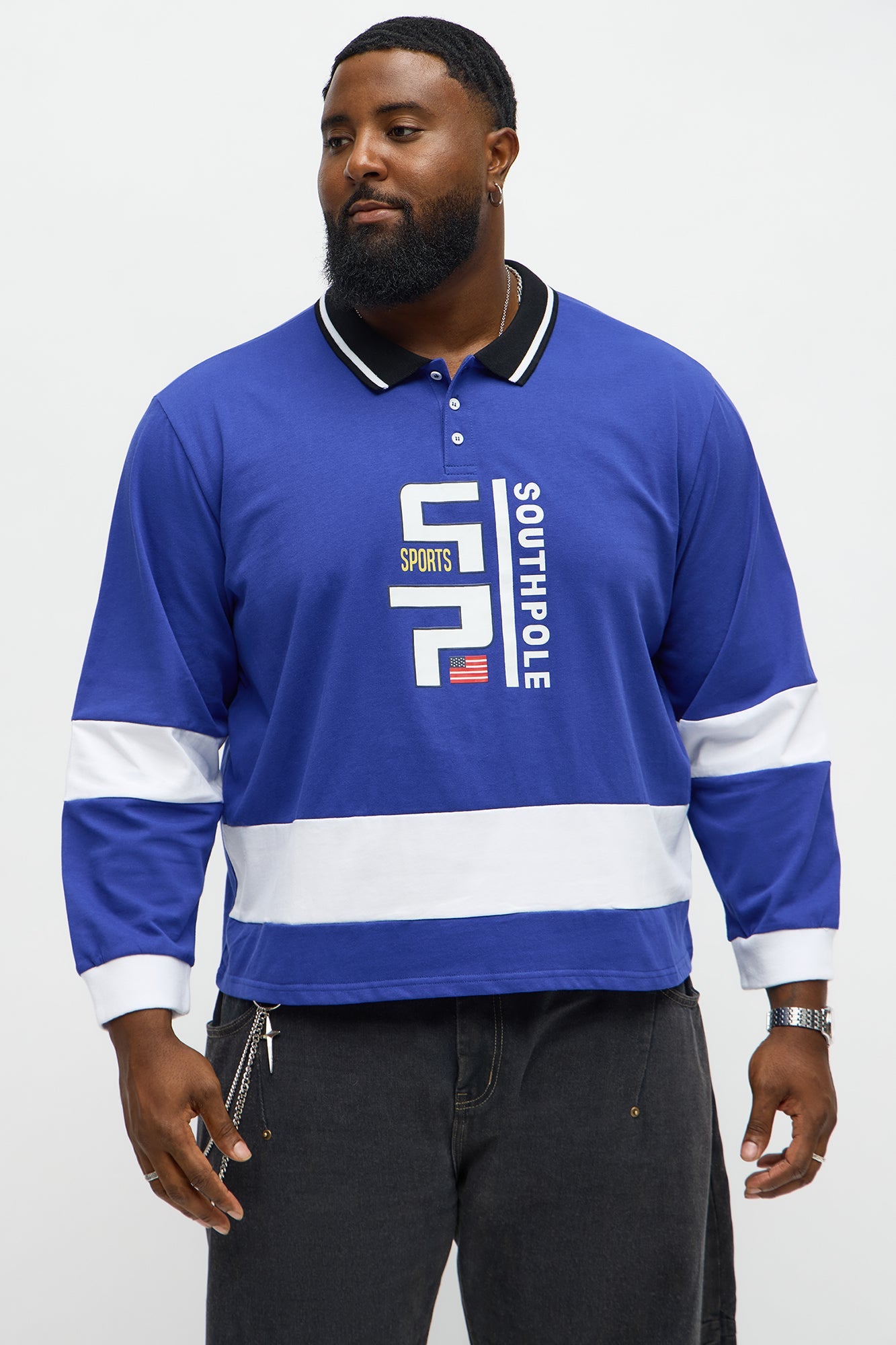 Southpole Long Sleeve Logo Polo - Royal