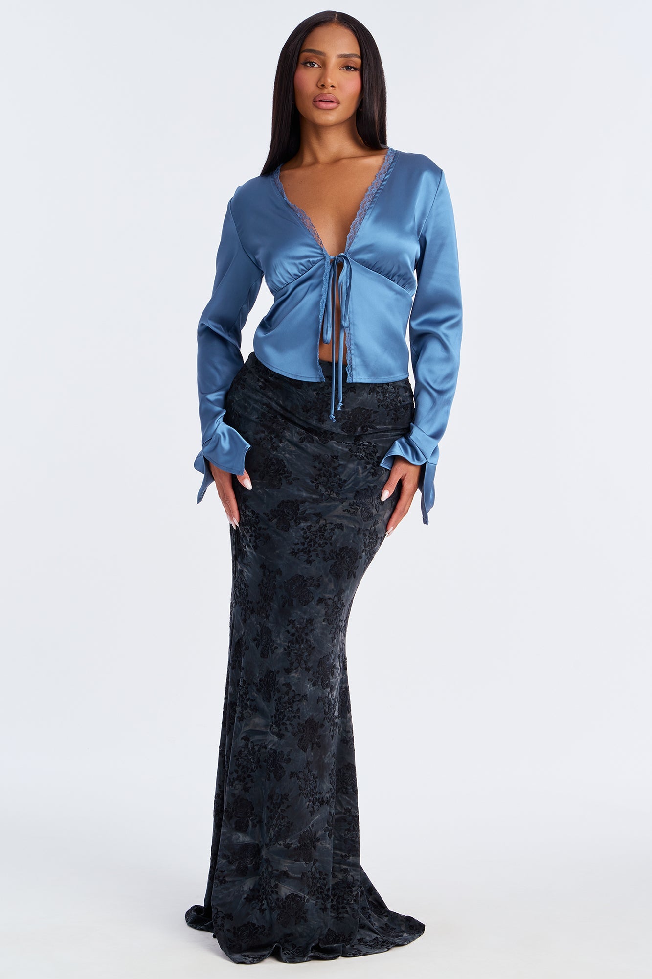 Gorgeously Beautiful Satin Top - Slate Blue