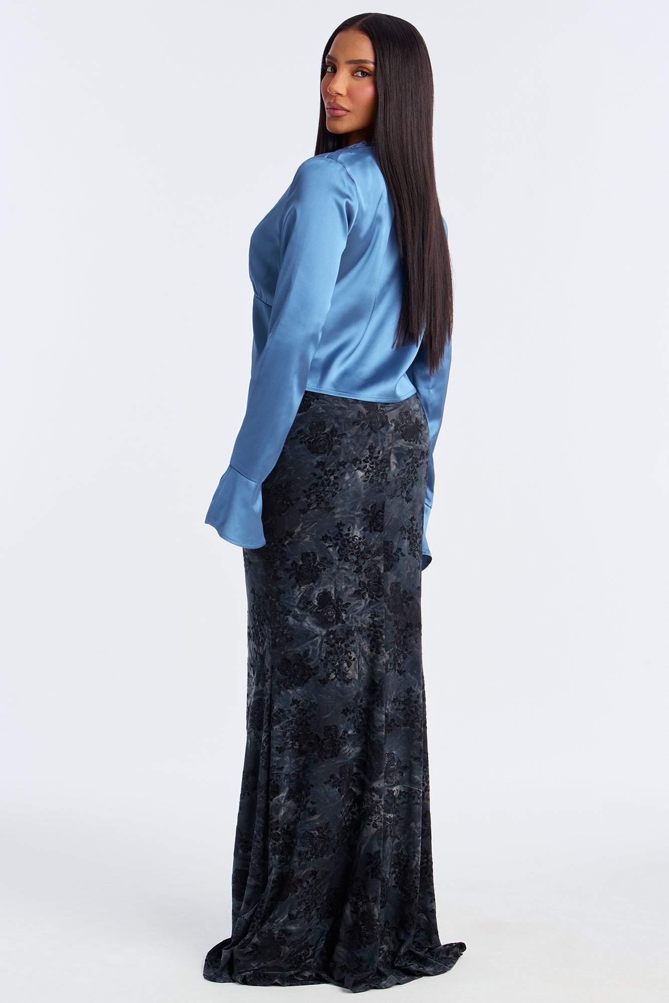 Gorgeously Beautiful Satin Top - Slate Blue