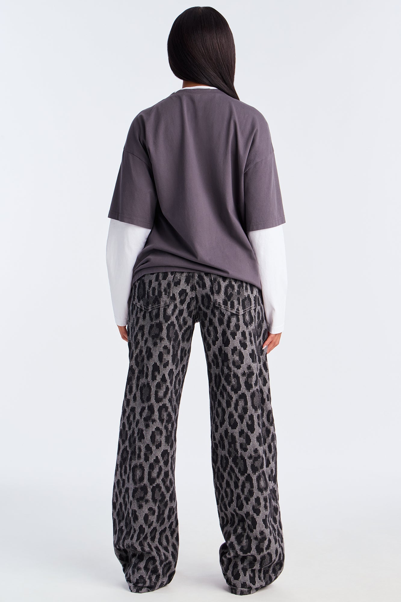 Jane Double Layer Long Sleeve Tshirt - Charcoal/combo