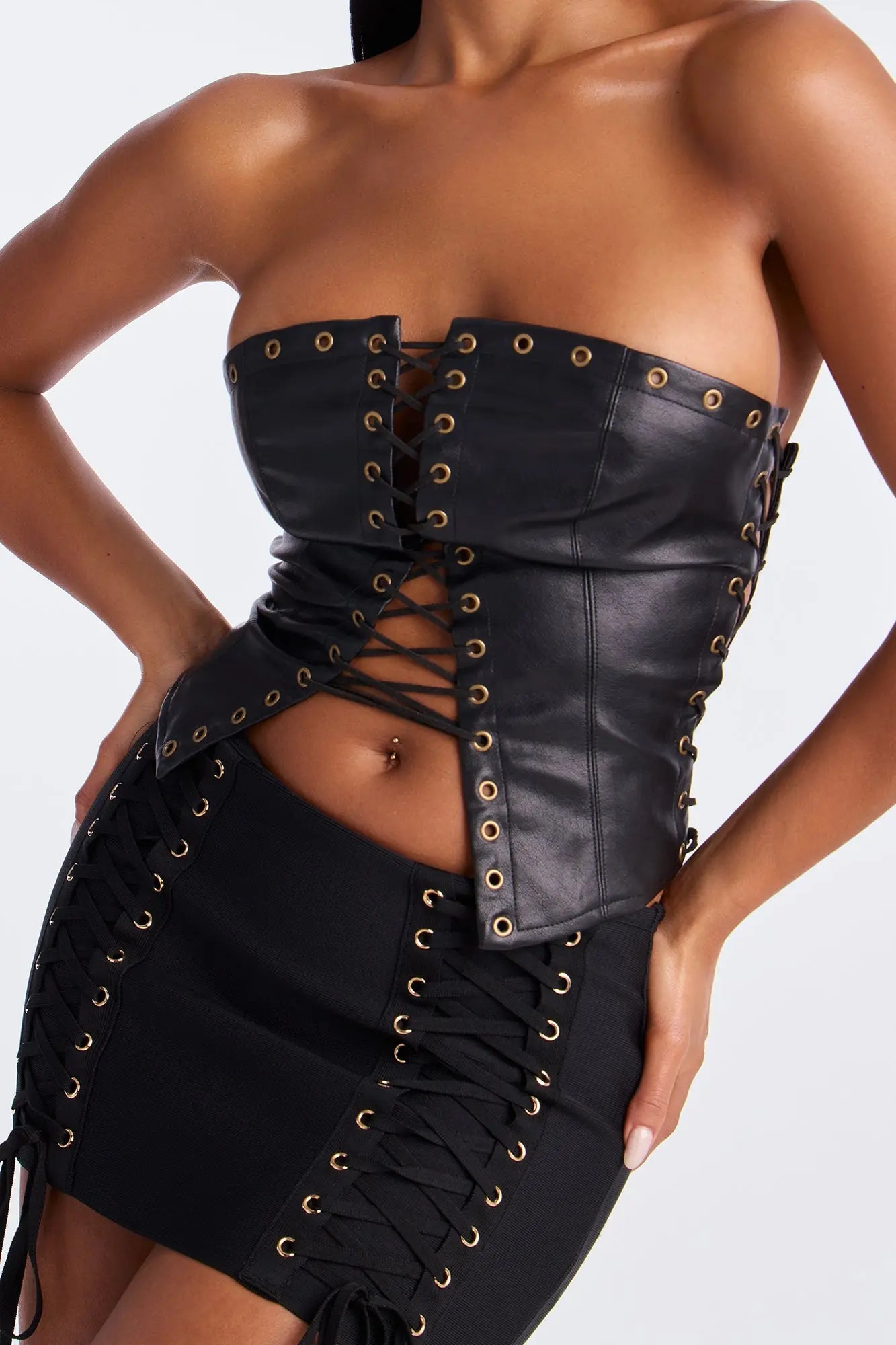 All Tied Up Bandage Micro Mini Skirt - Black 