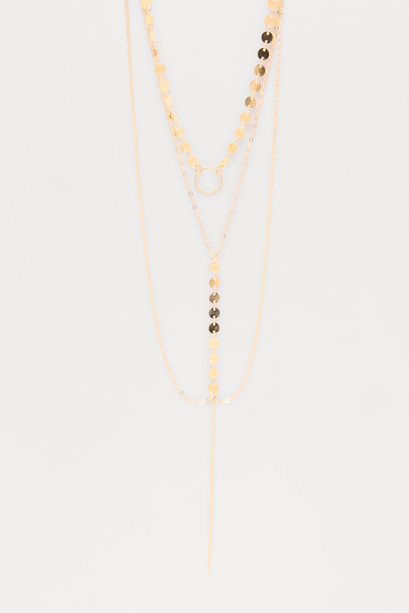 Watch Me Layered Lariat Necklace - Gold