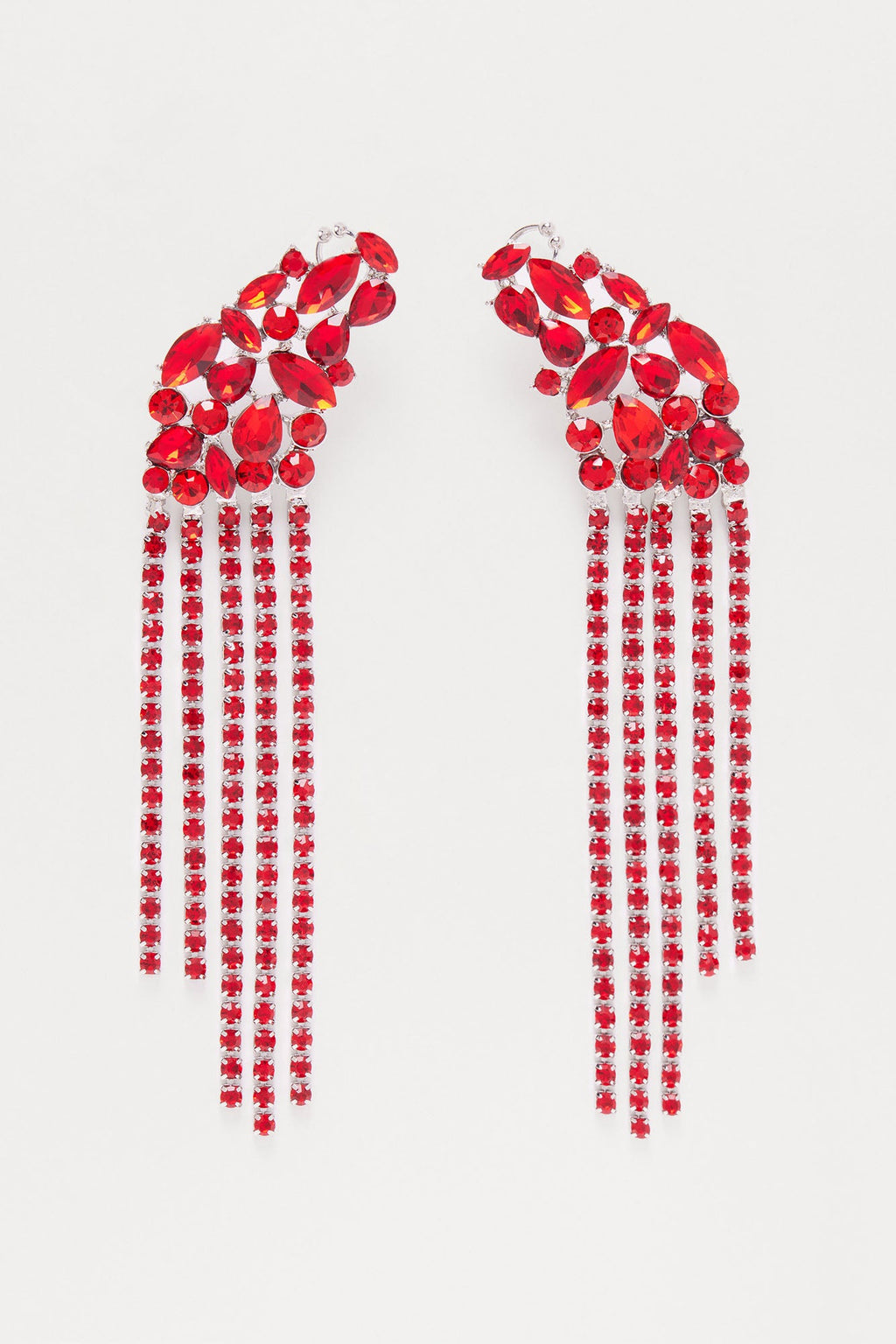Jet Set Rhinestone Drop Earrings - Red