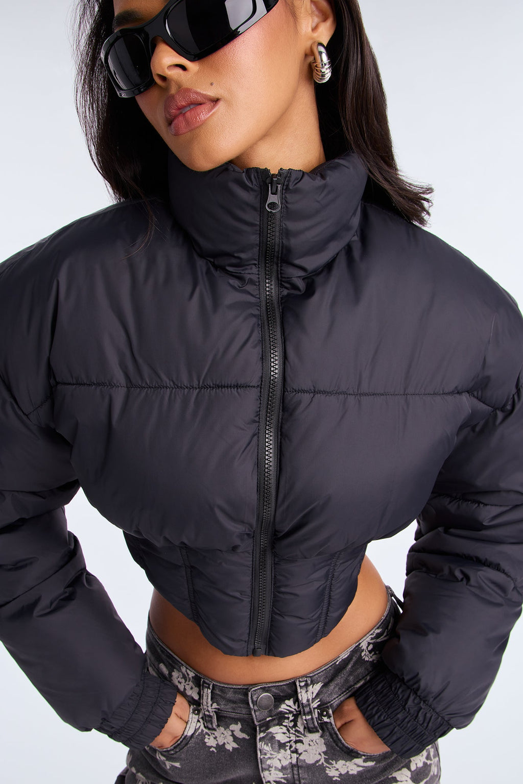 Janet Corset Puffer Jacket - Black 