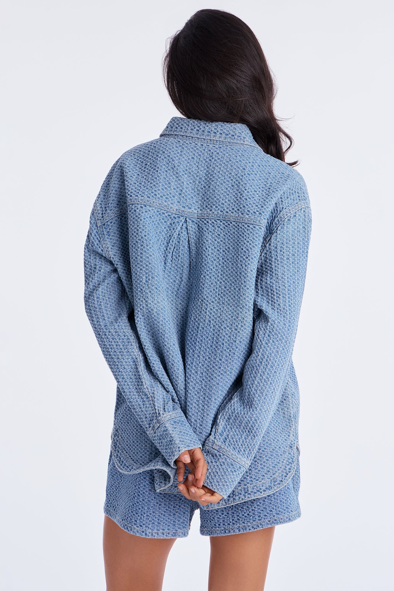 Take It Easy Denim Shacket - Medium Wash