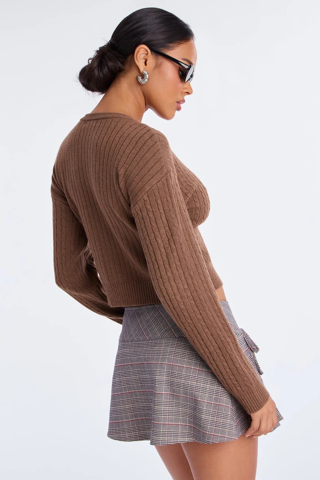 Chillin' It Cable Knit Sweater - Chestnut 