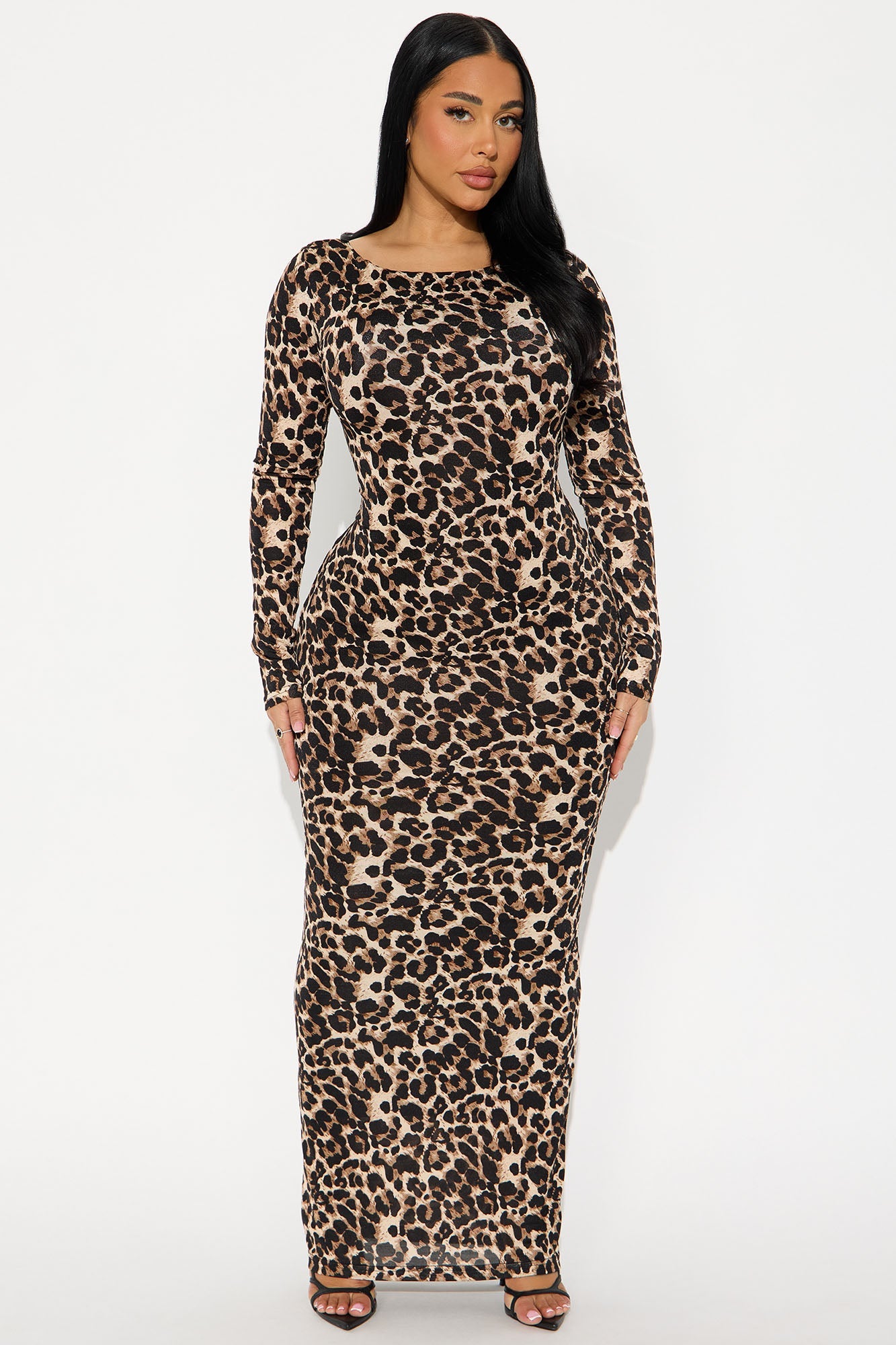 Doll Behavior Backless Maxi Dress - Leopard