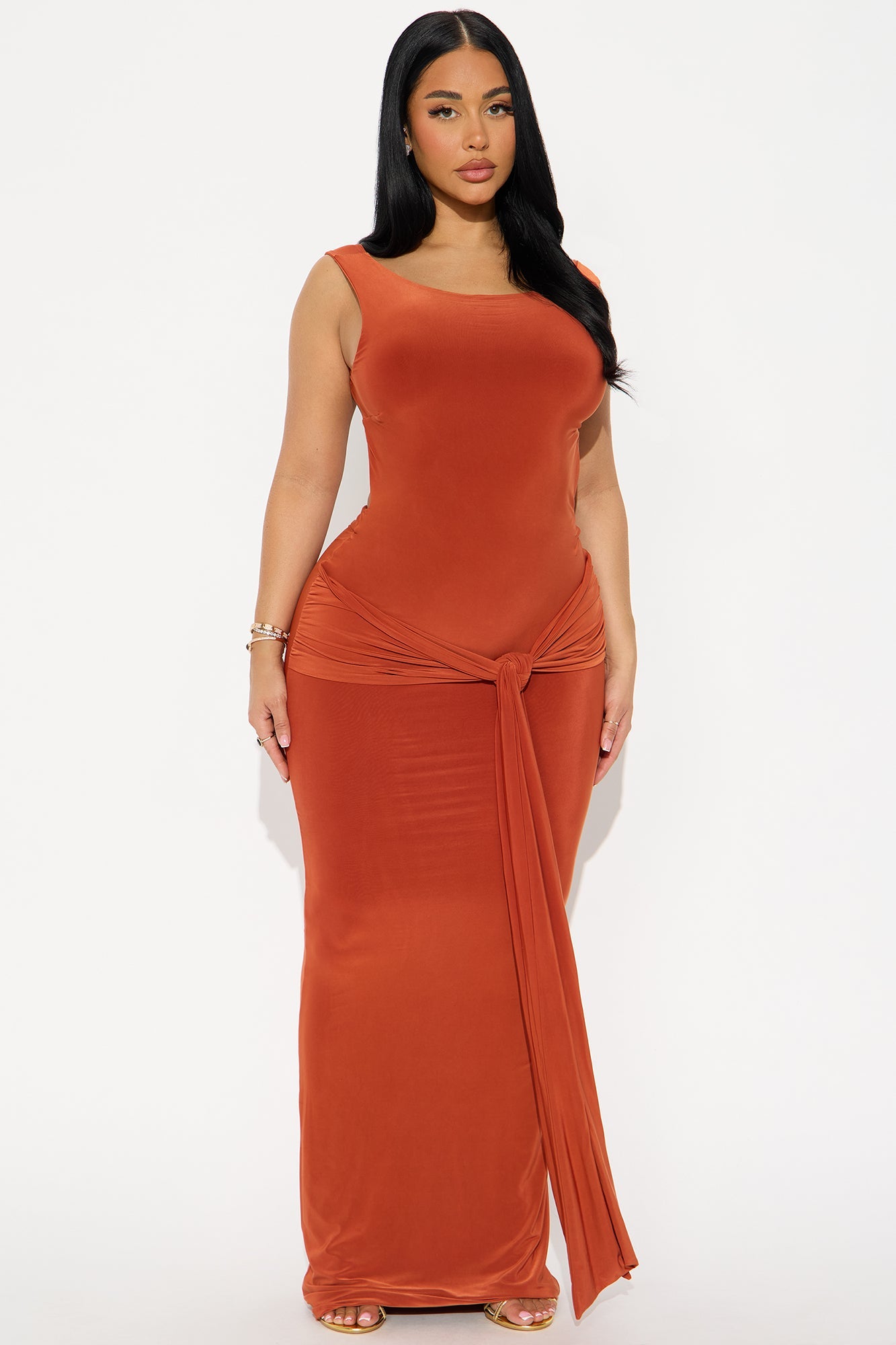 TTYL Backless Maxi Dress - Rust
