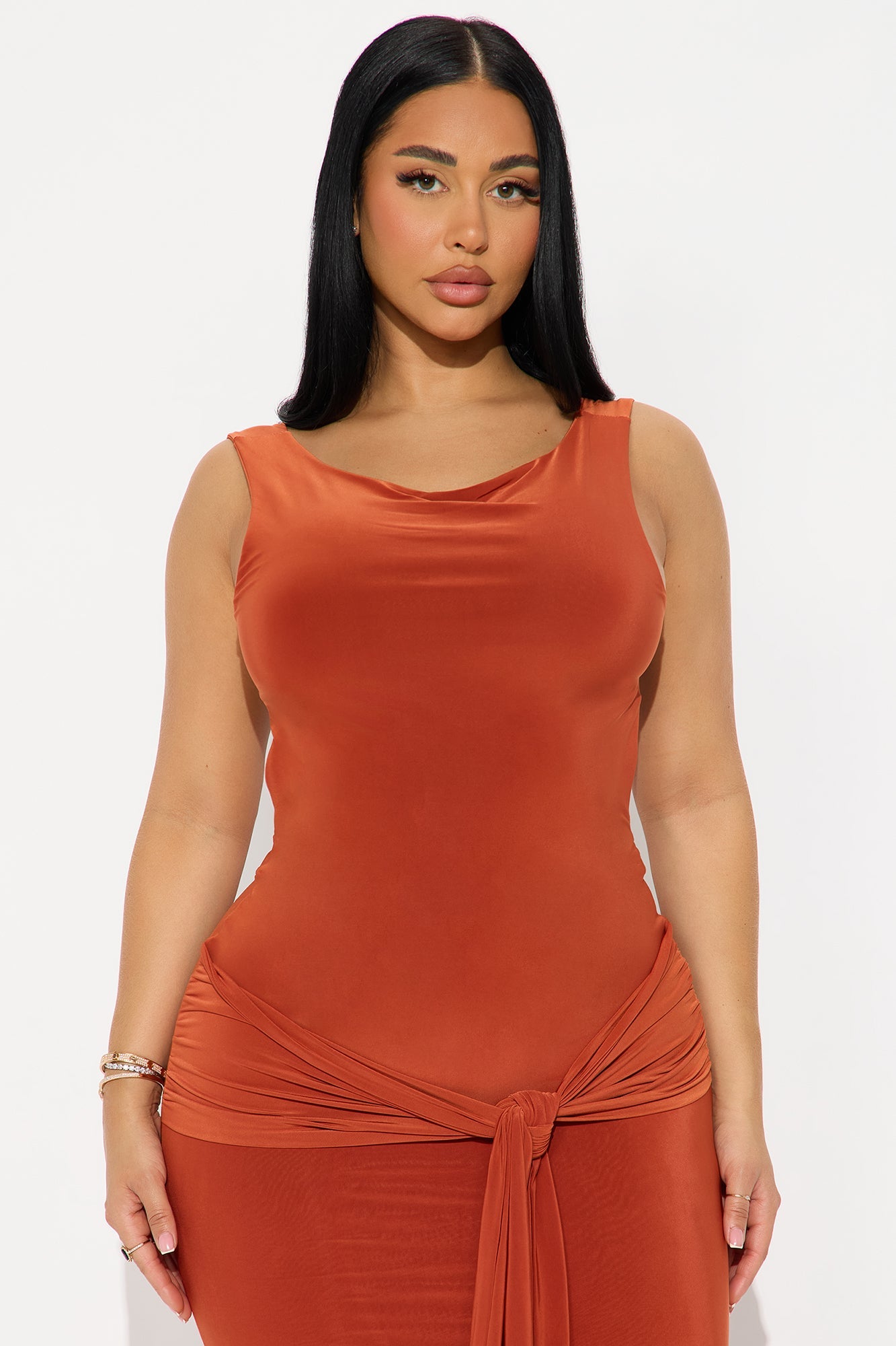 TTYL Backless Maxi Dress - Rust