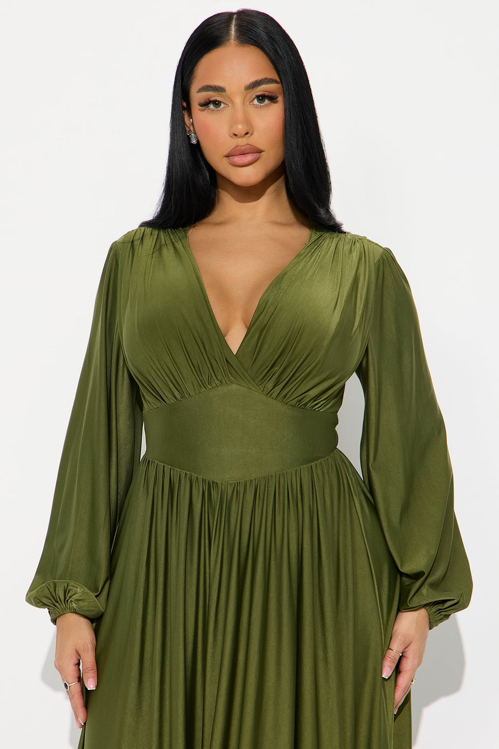 Vivi Long Sleeve Maxi Dress - Olive