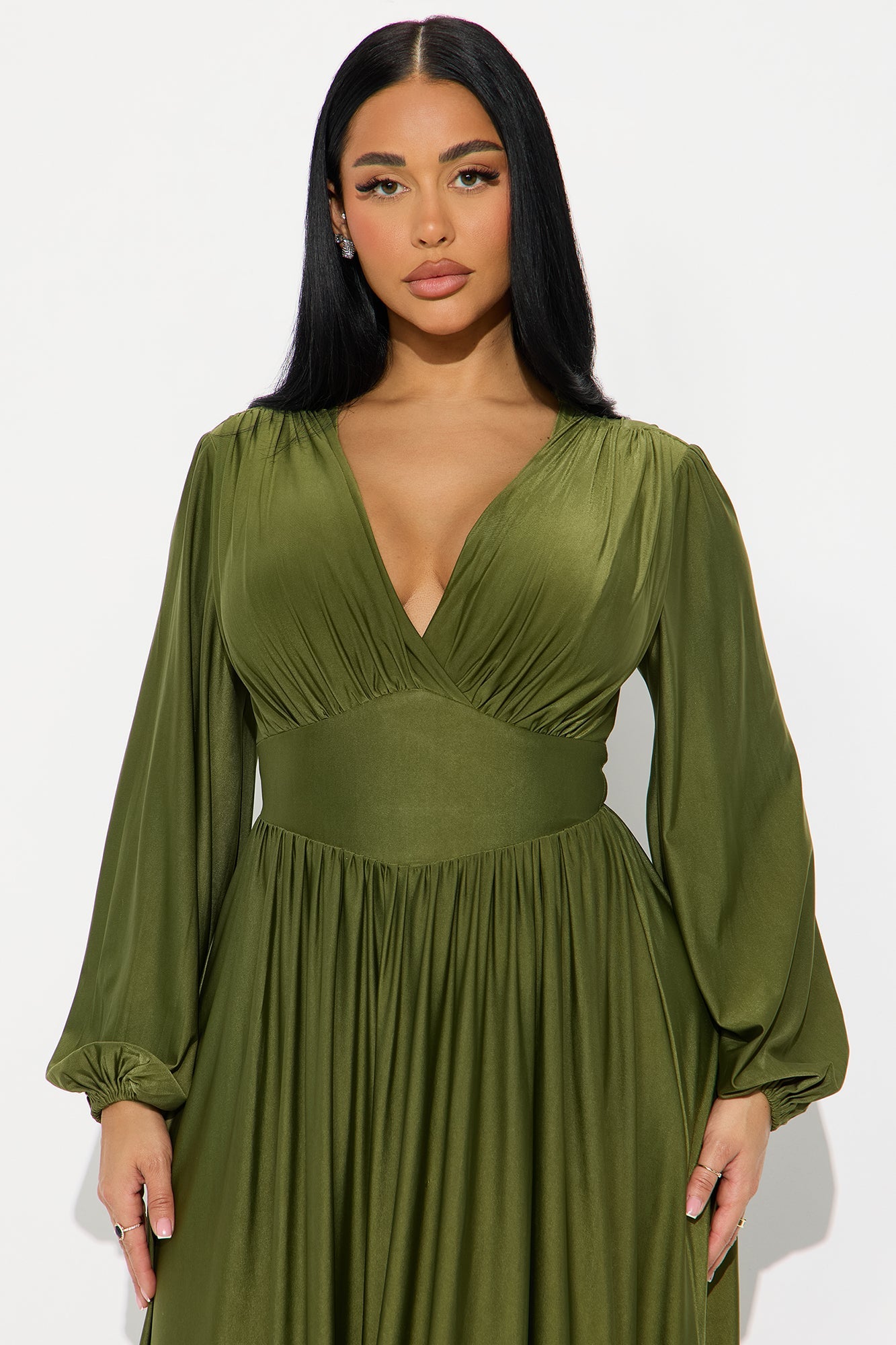 Vivi Long Sleeve Maxi Dress - Olive