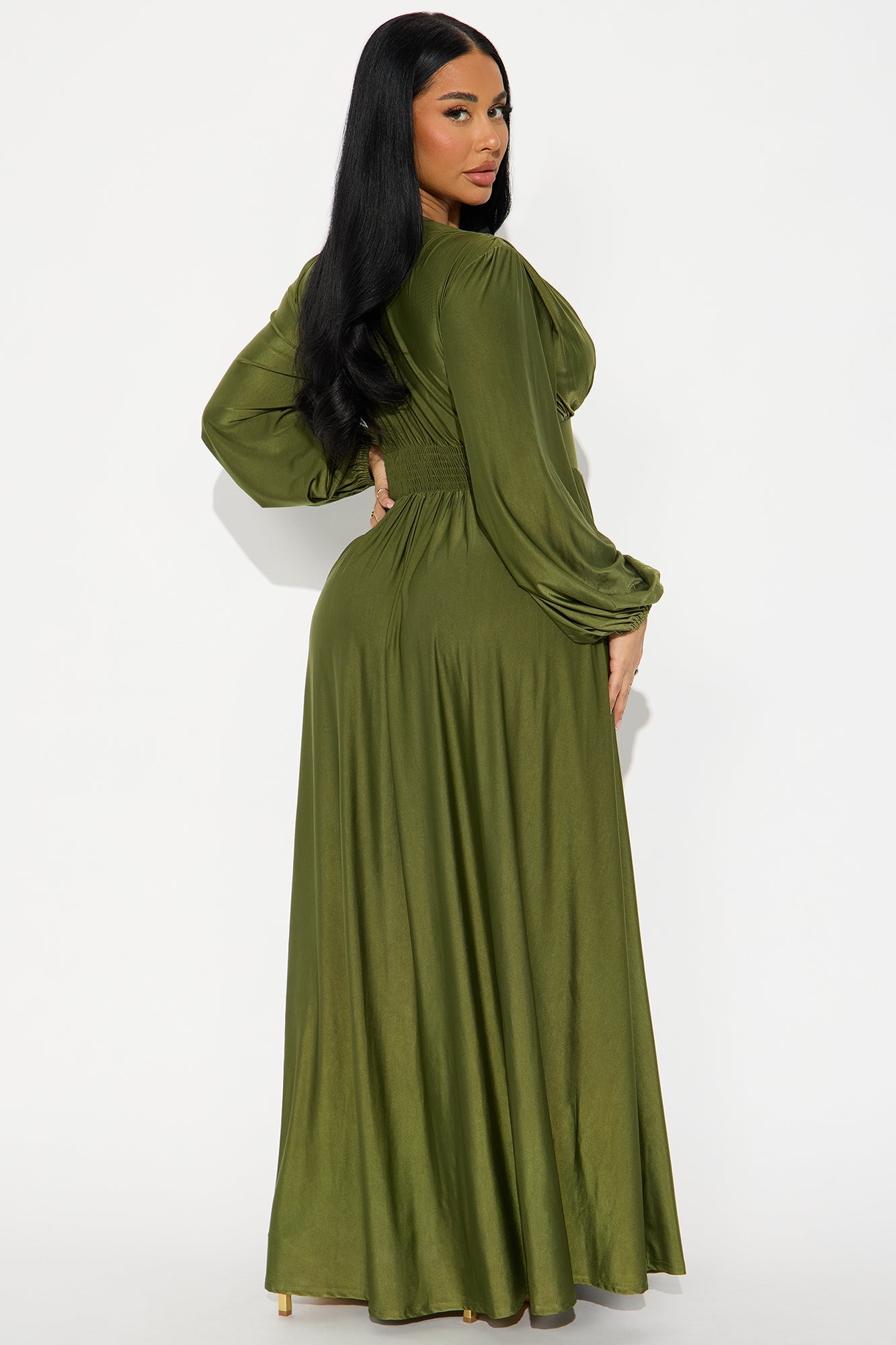 Vivi Long Sleeve Maxi Dress - Olive