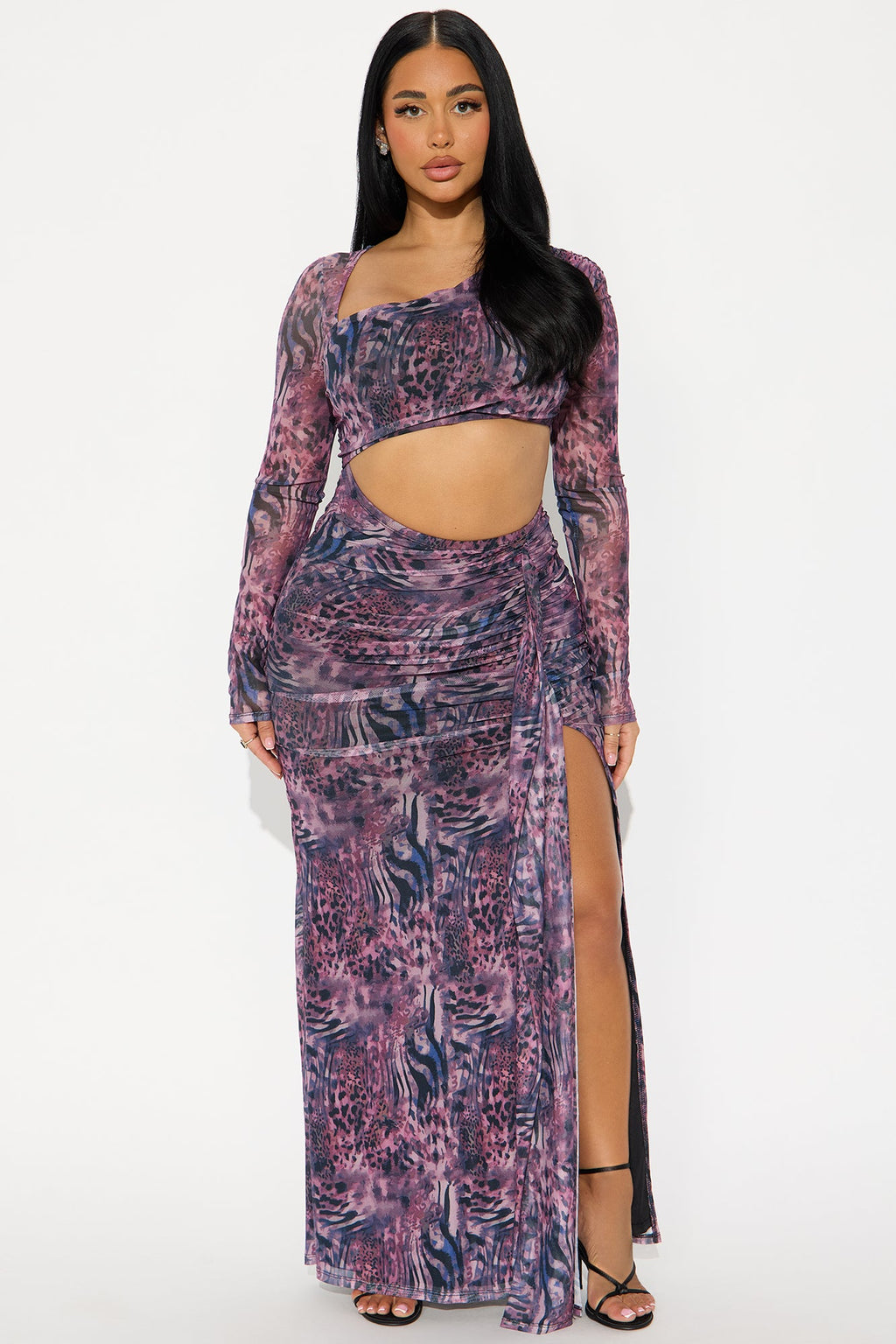 Slow Burn Mesh Maxi Dress - Purple/combo