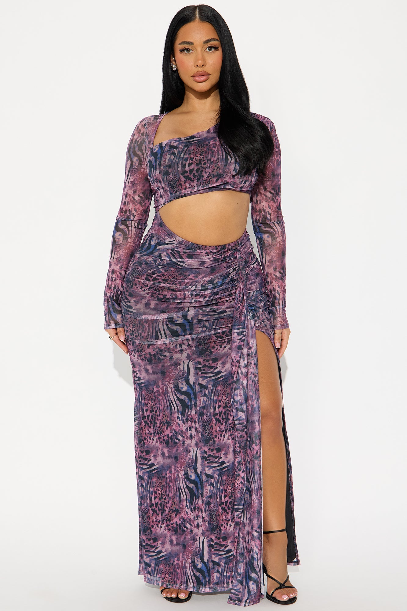 Slow Burn Mesh Maxi Dress - Purple/combo