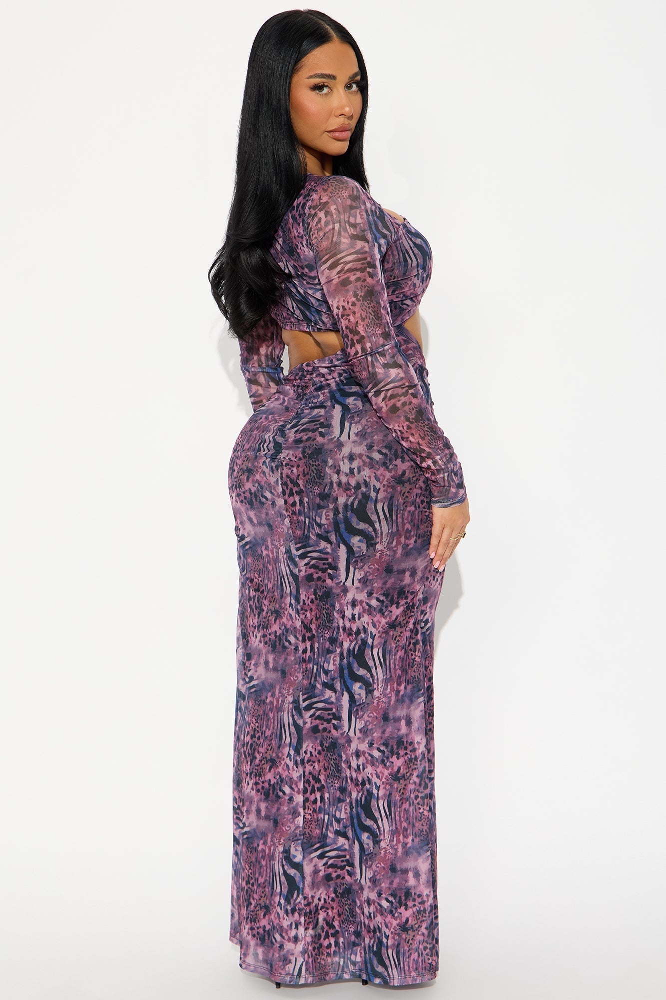 Slow Burn Mesh Maxi Dress - Purple/combo