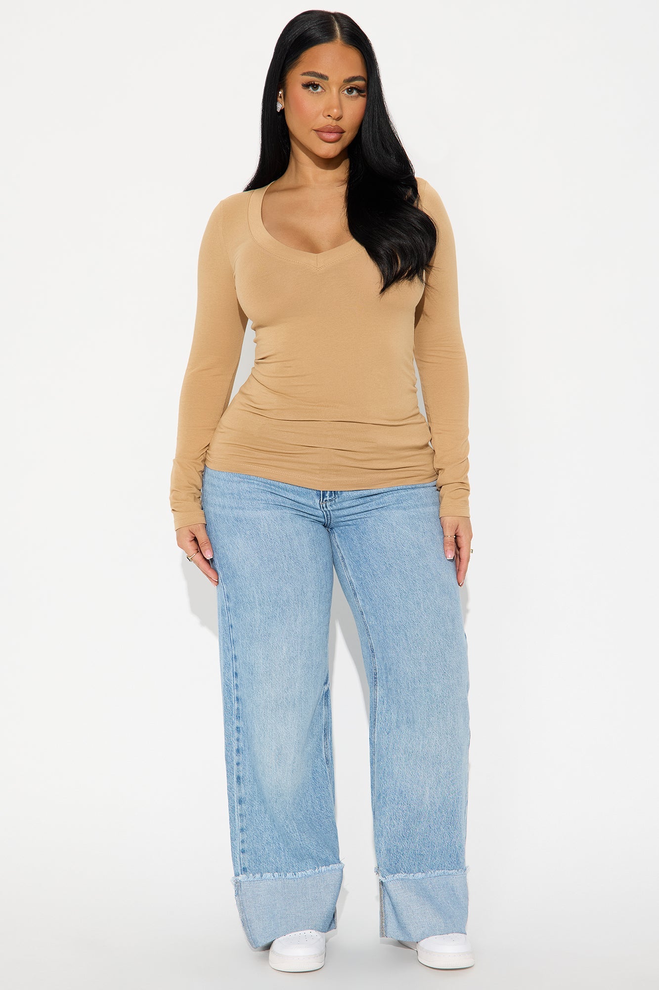Sami V Neck Top - Camel