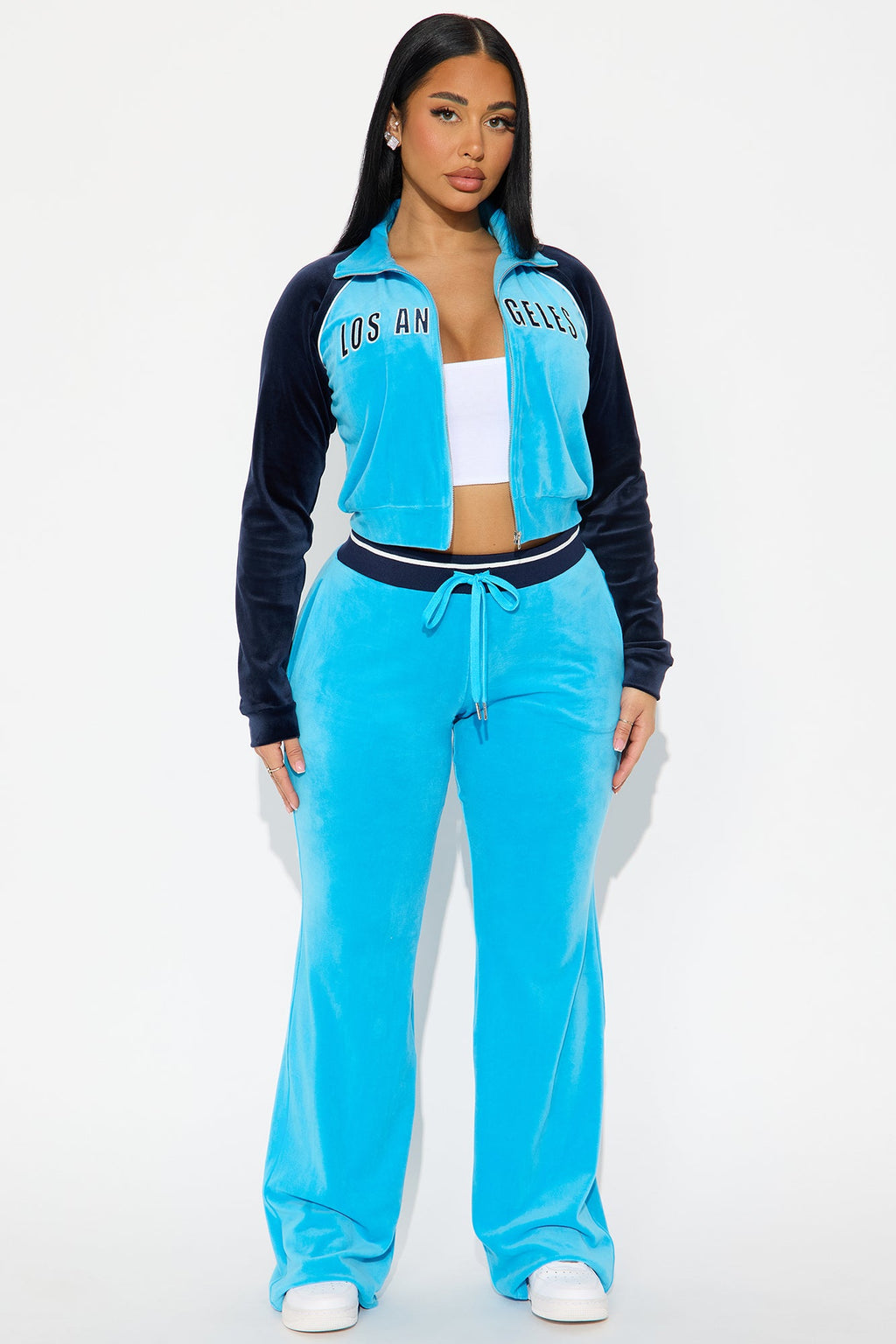 California Livin' Velour Pant Set - Aqua 