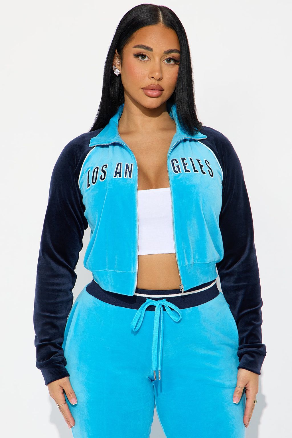 California Livin' Velour Pant Set - Aqua 