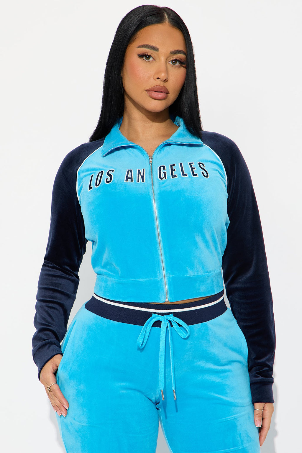 California Livin' Velour Pant Set - Aqua 