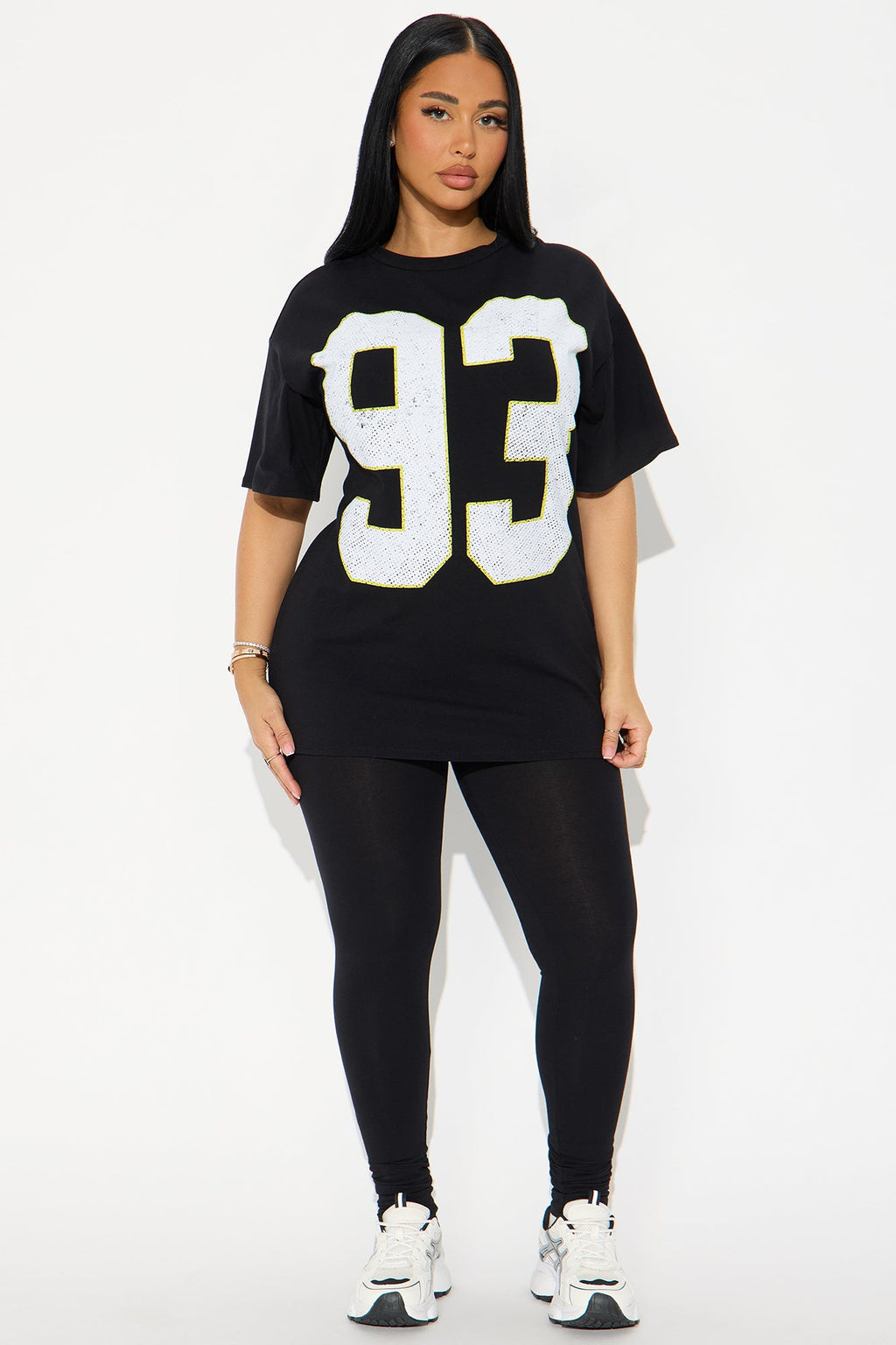 93 Sporty Vibe Graphic Pant Set - Black