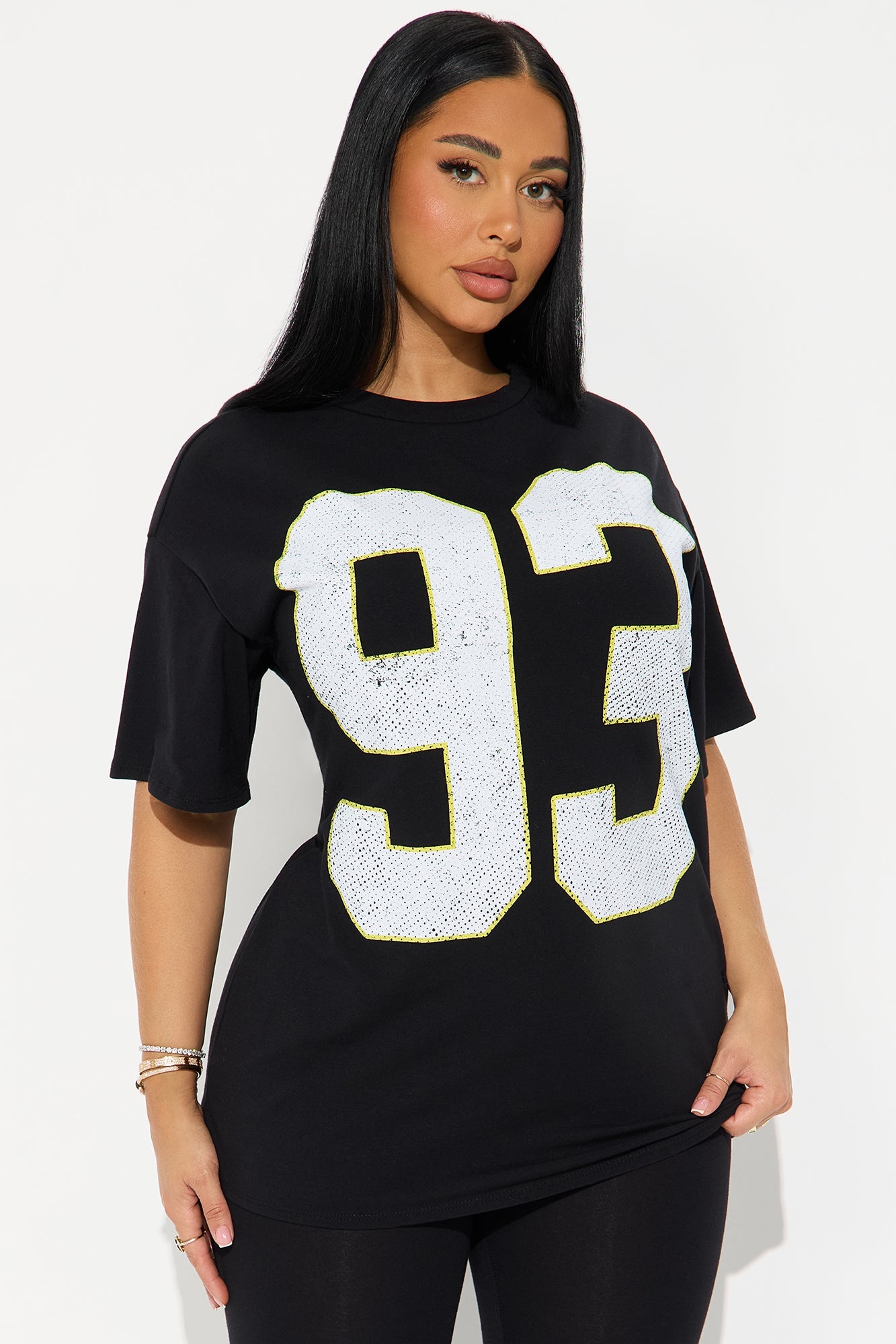 93 Sporty Vibe Graphic Pant Set - Black