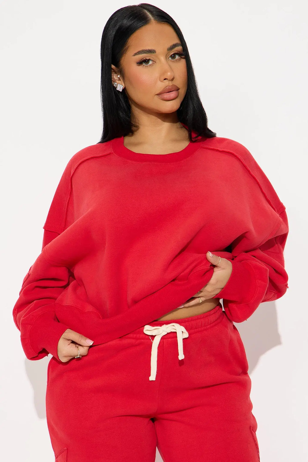 Star Girl Fleece Jogger Set - Red 