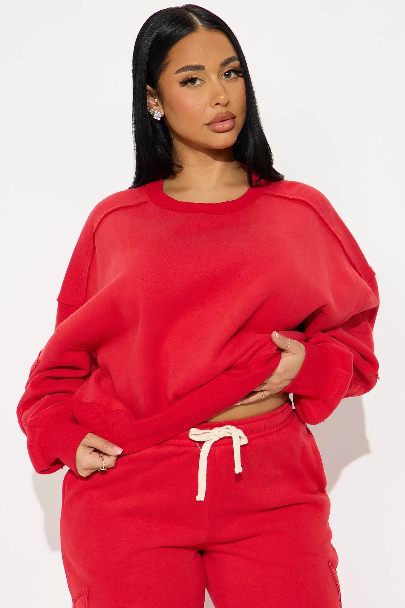 Star Girl Fleece Jogger Set - Red 