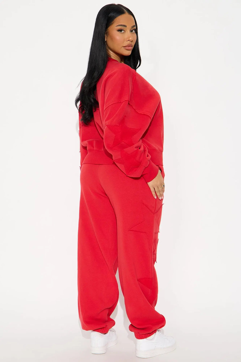 Star Girl Fleece Jogger Set - Red 