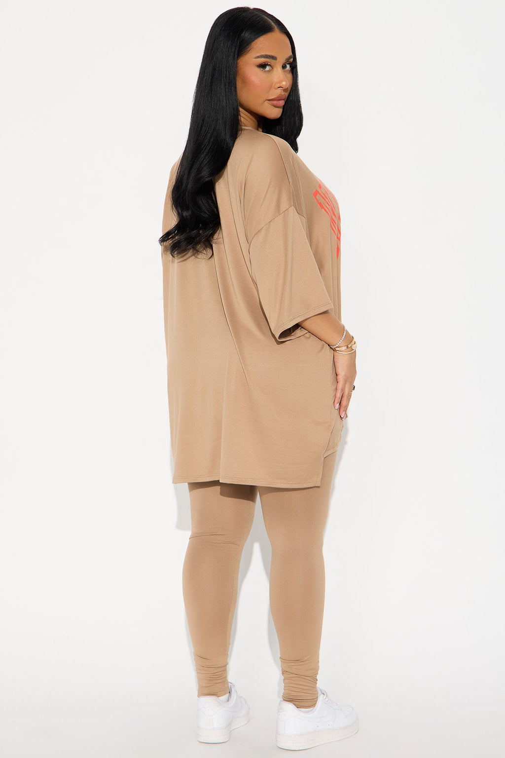 NYC Oversized T-shirt Leggings Set - Taupe