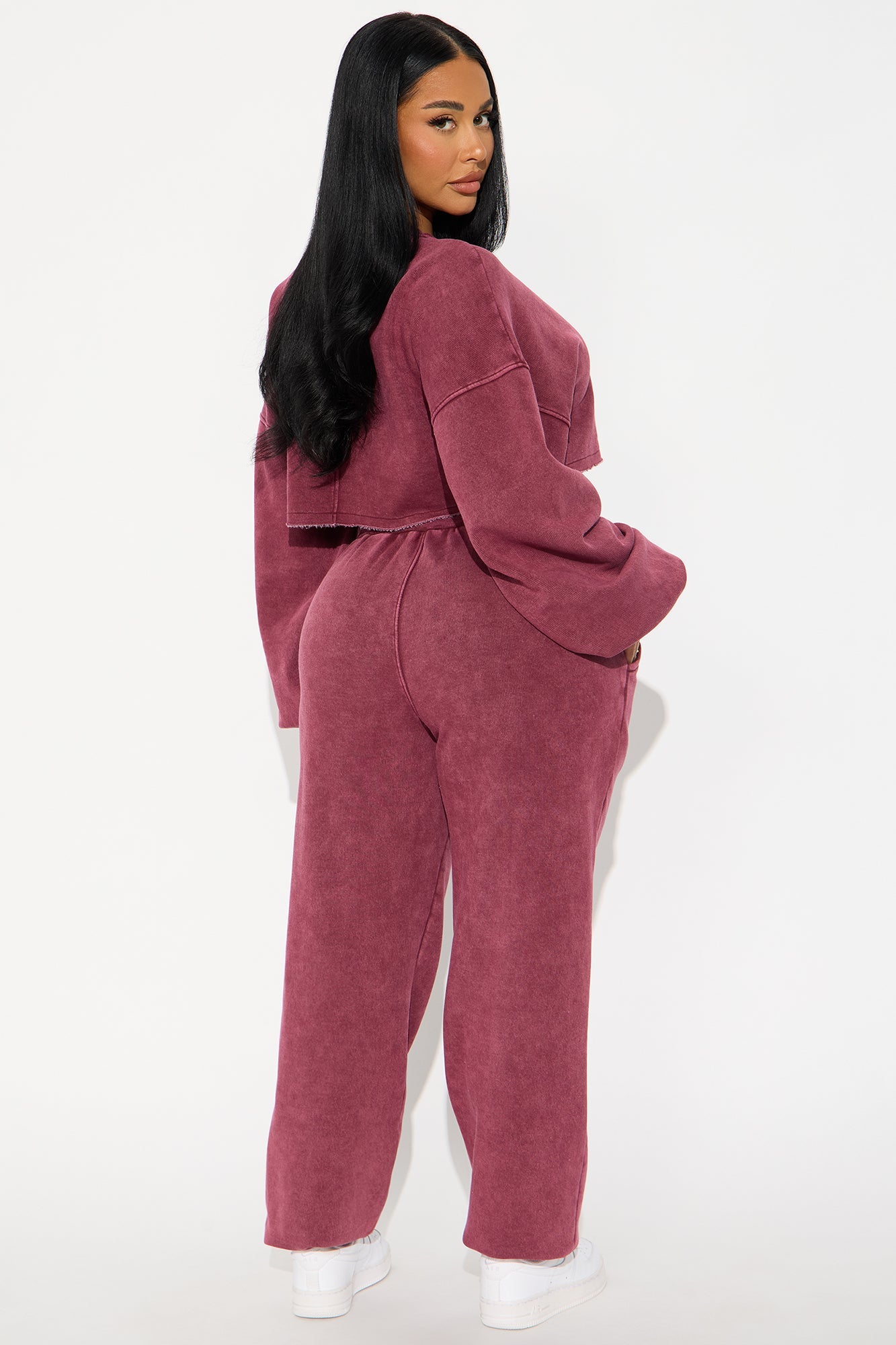 Feeling Good Fleece Jogger Set - Burgundy