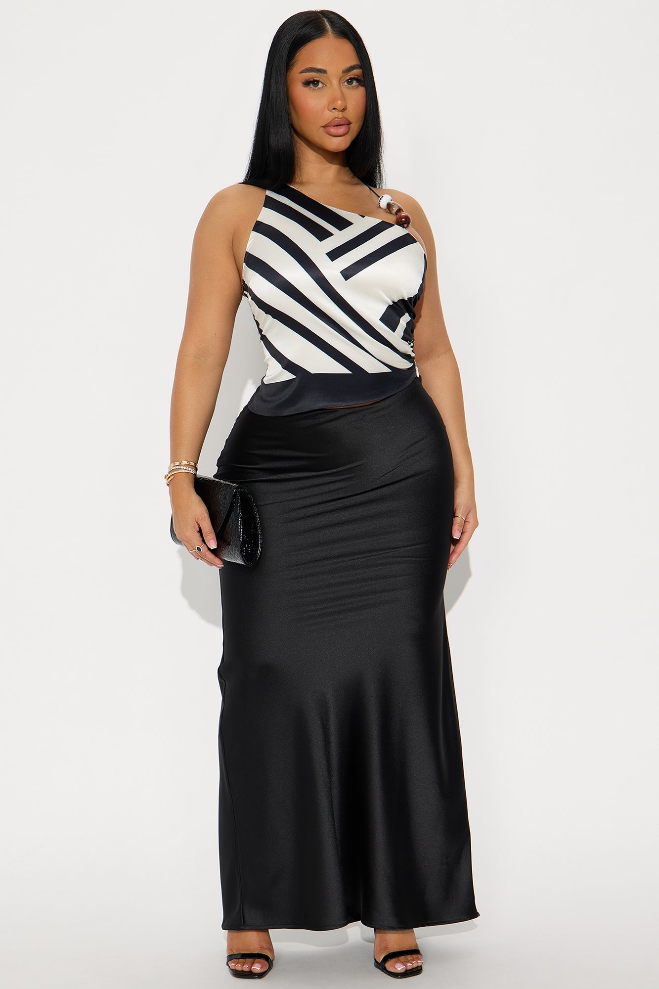 Aurora Satin Maxi Skirt - Black