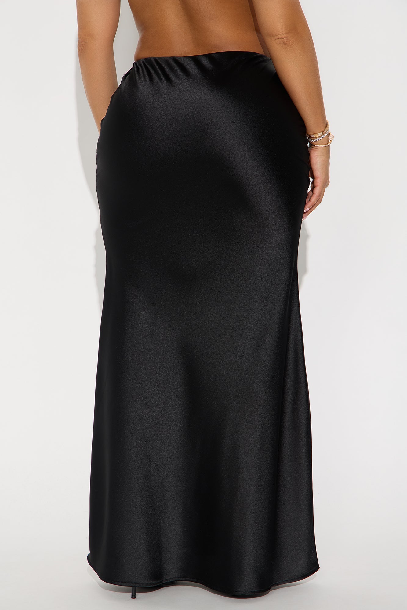Aurora Satin Maxi Skirt - Black