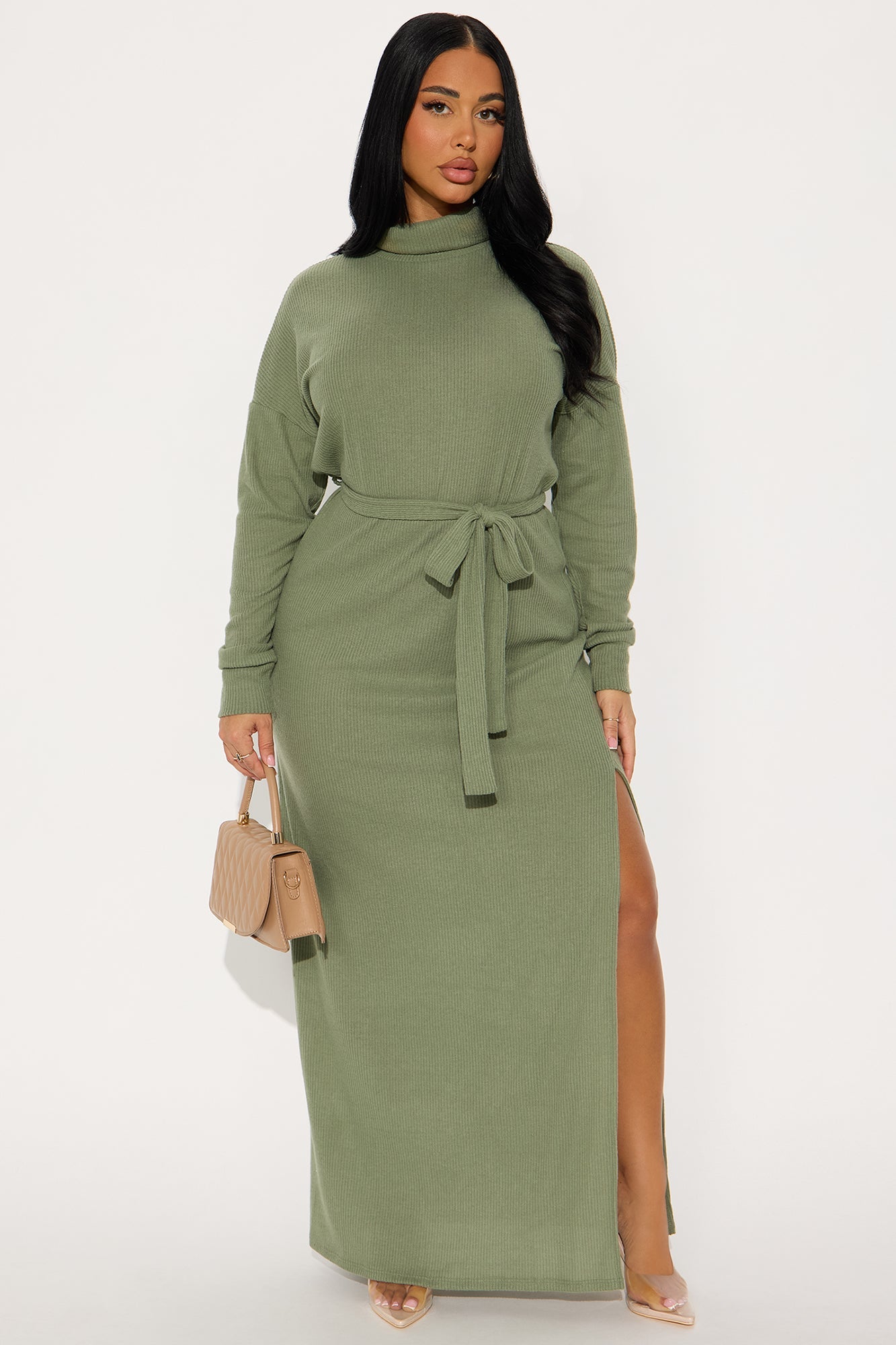 Sweet Sab Sweater Maxi Dress - Dark Olive