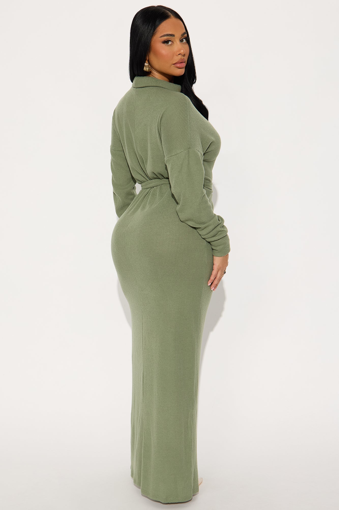 Sweet Sab Sweater Maxi Dress - Dark Olive