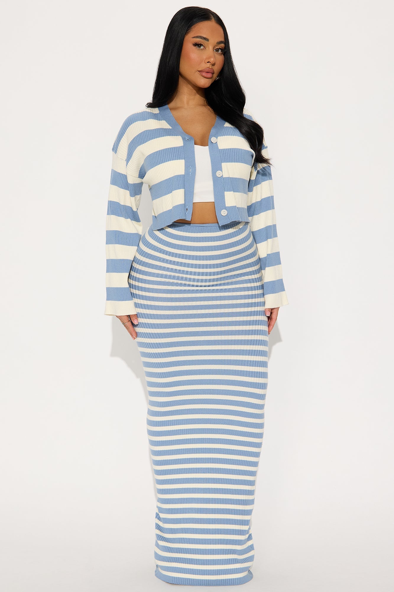 Josie 2-Piece Sweater Maxi Dress - Blue/combo