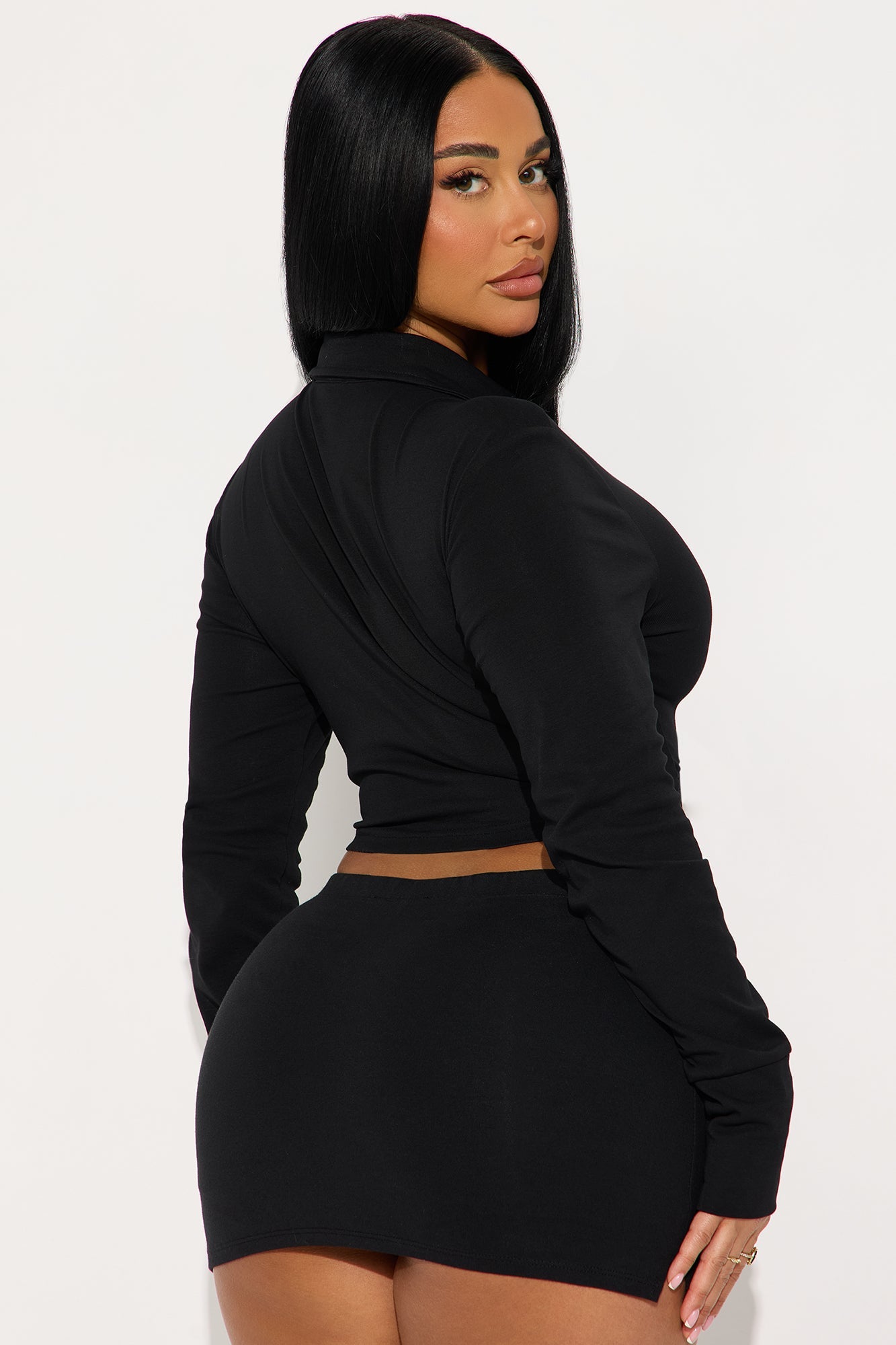 New York Long Sleeve Lace Up Top - Black