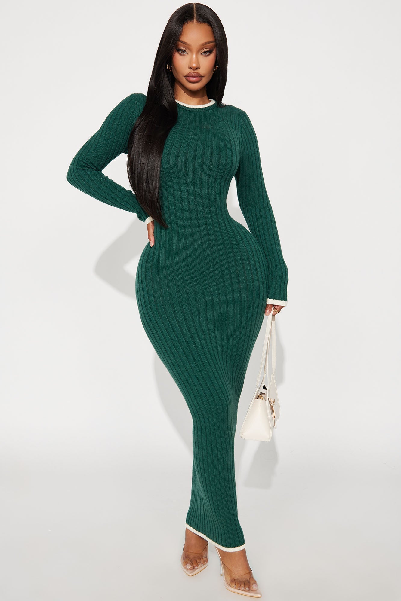 Elsa Long Sleeve Sweater Maxi Dress - Hunter Green