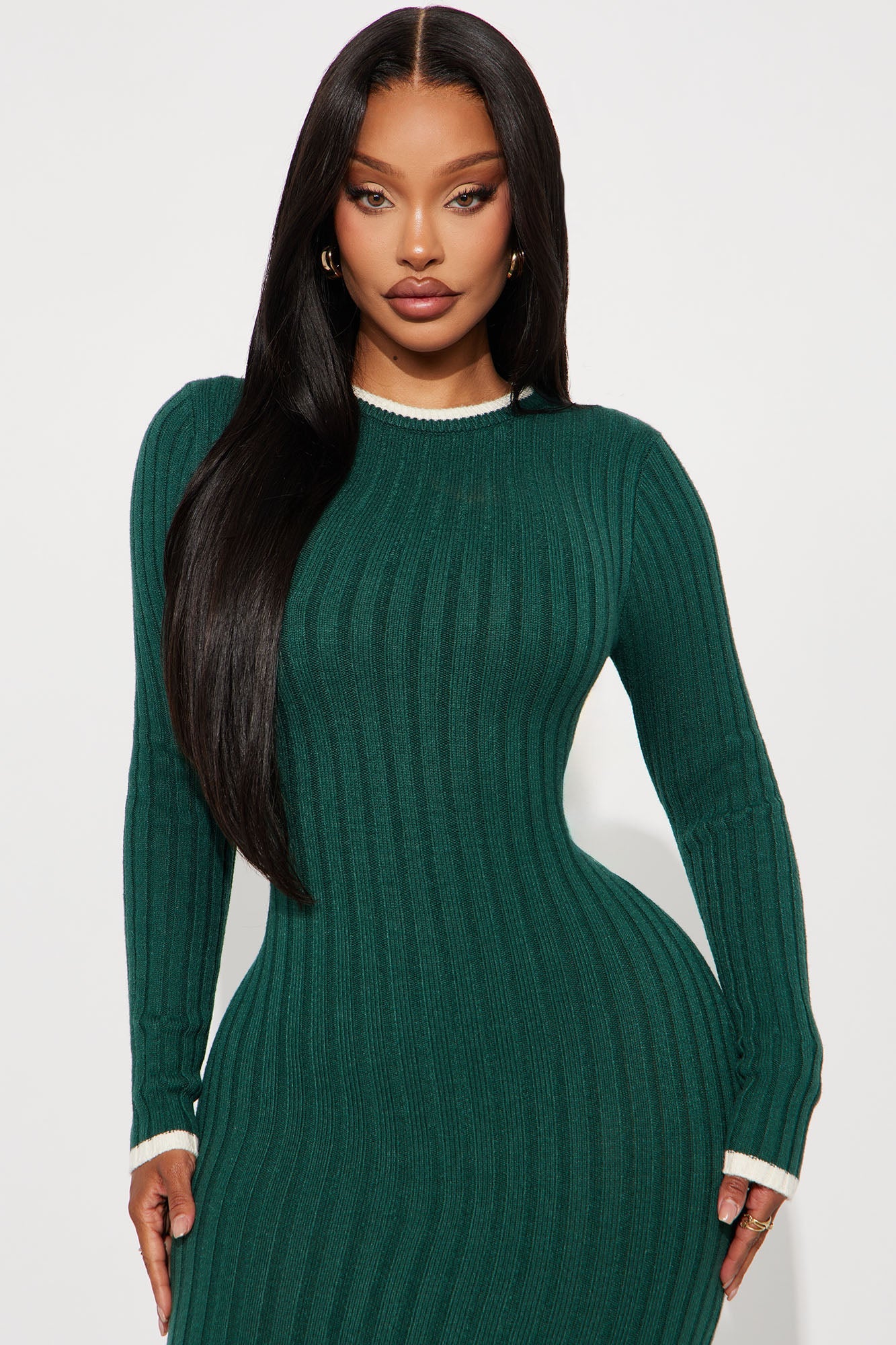 Elsa Long Sleeve Sweater Maxi Dress - Hunter Green