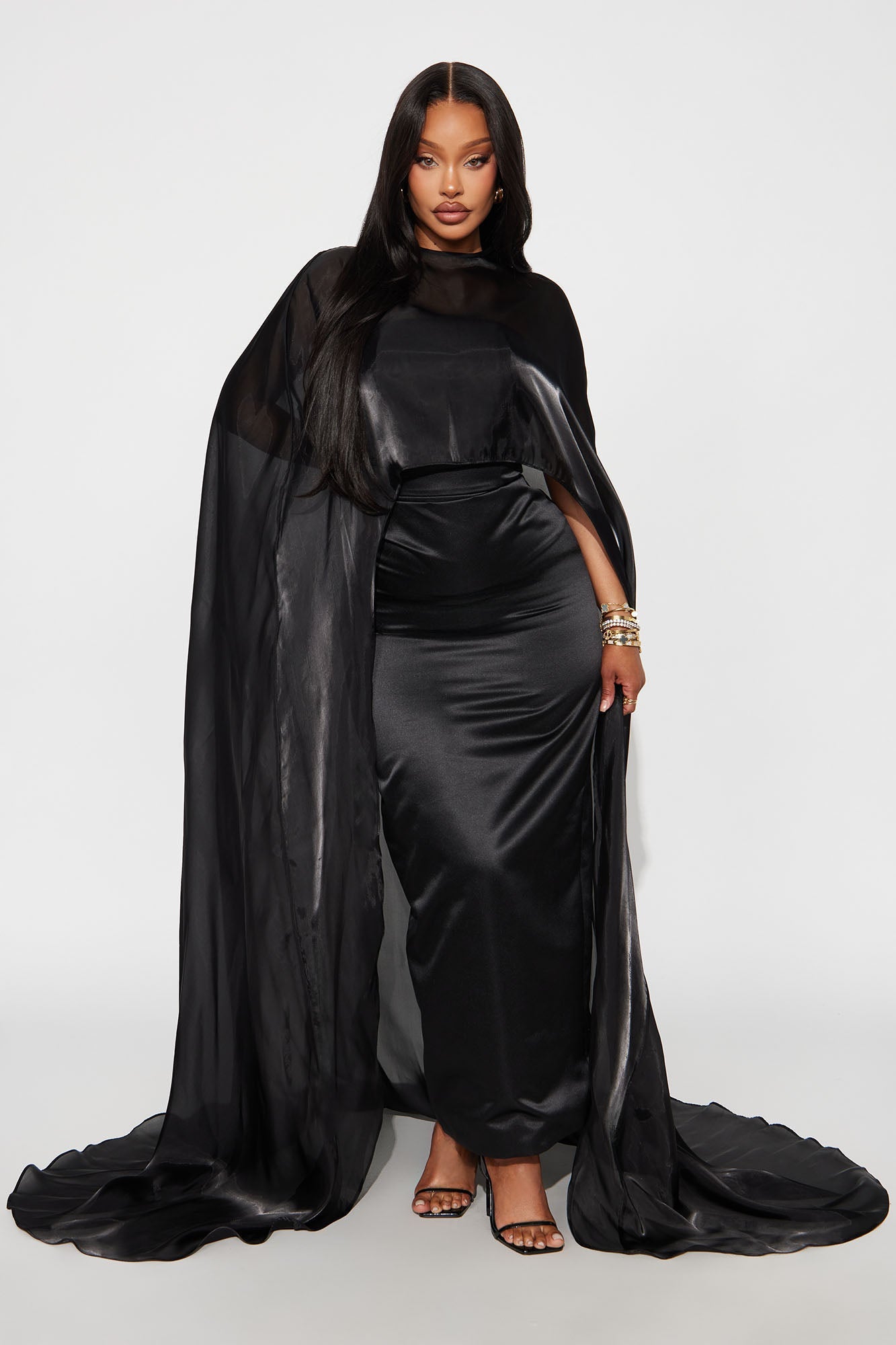 Effortlessly Elevated Satin Gown - Black