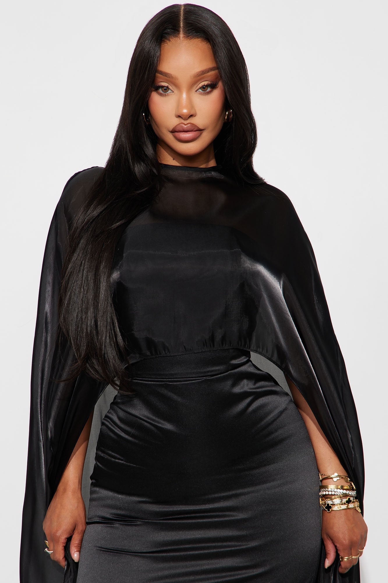 Effortlessly Elevated Satin Gown - Black