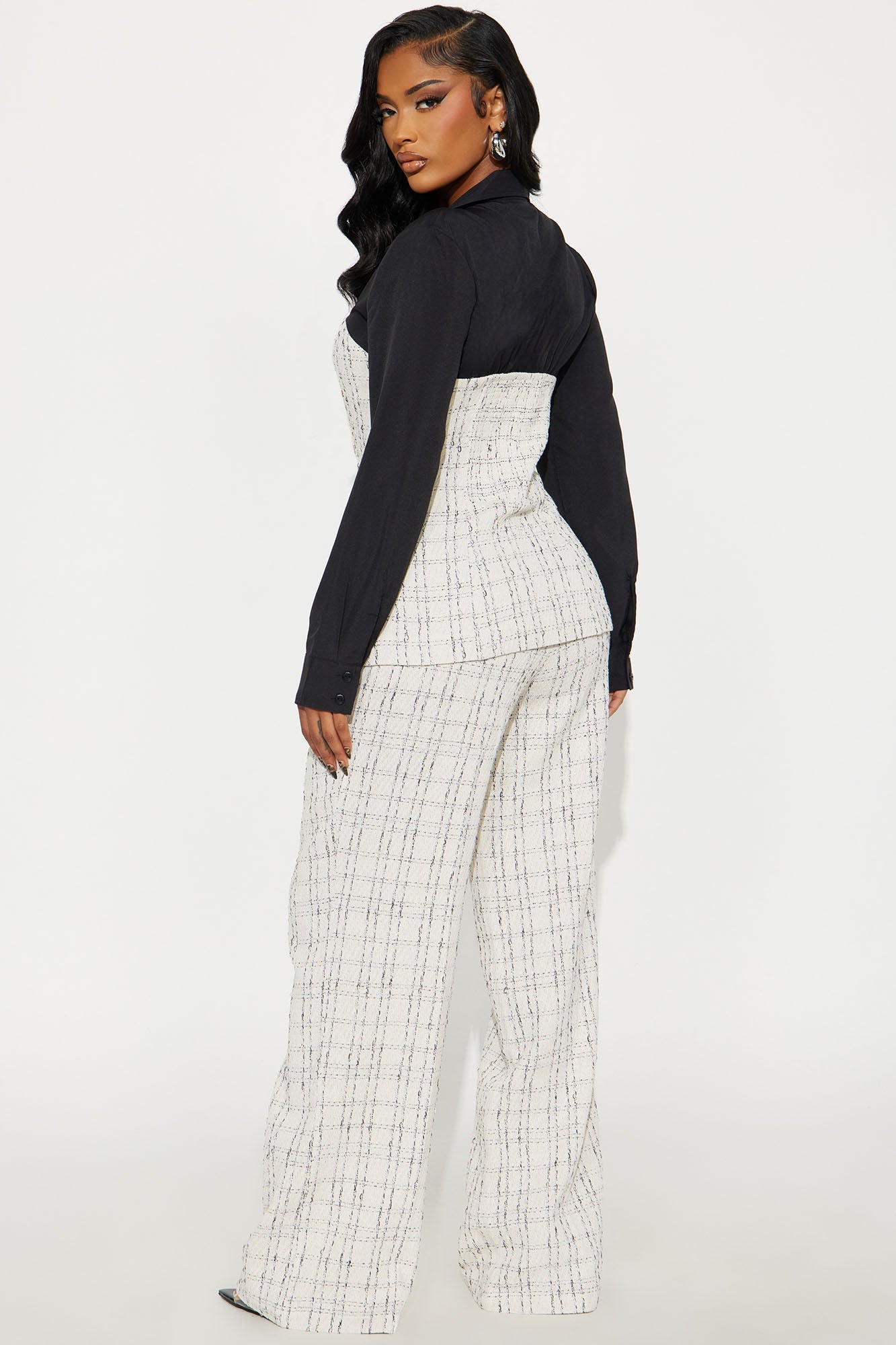 Marlowe Tweed Pant Set - Cream/combo