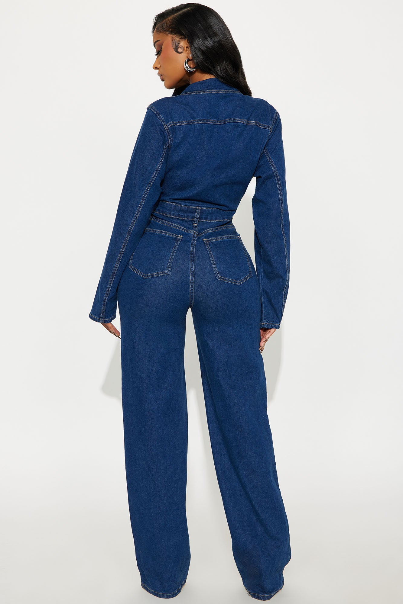 Tatiana Denim Wide Leg Jumpsuit - Medium Wash