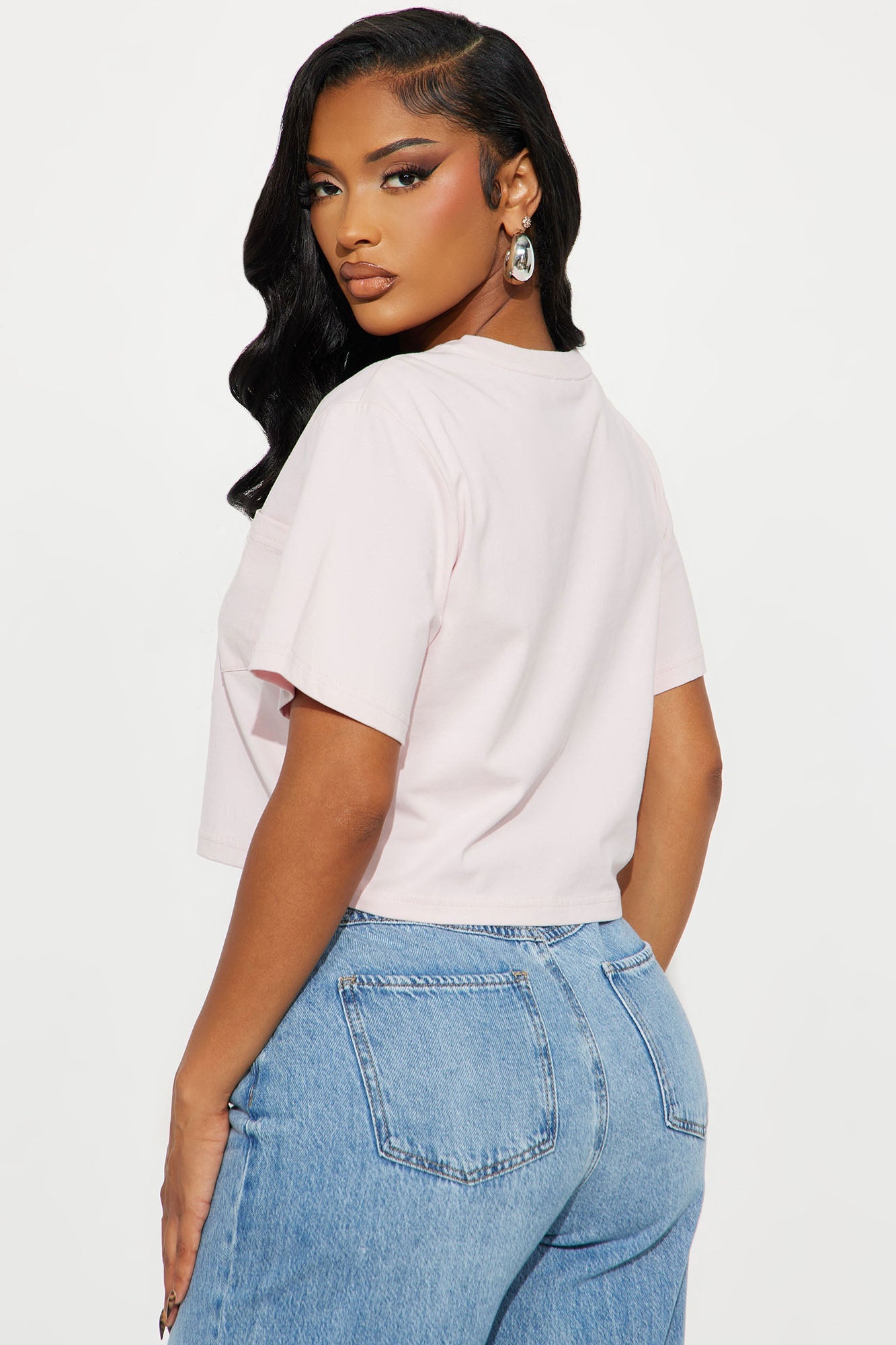 Elisa Relaxed Crop Tee - Light Pink