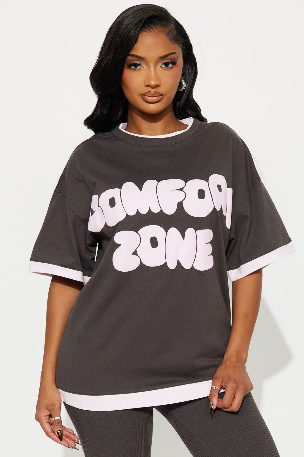 Comfort Zone Oversized T-Shirt Legging Set - Charcoal