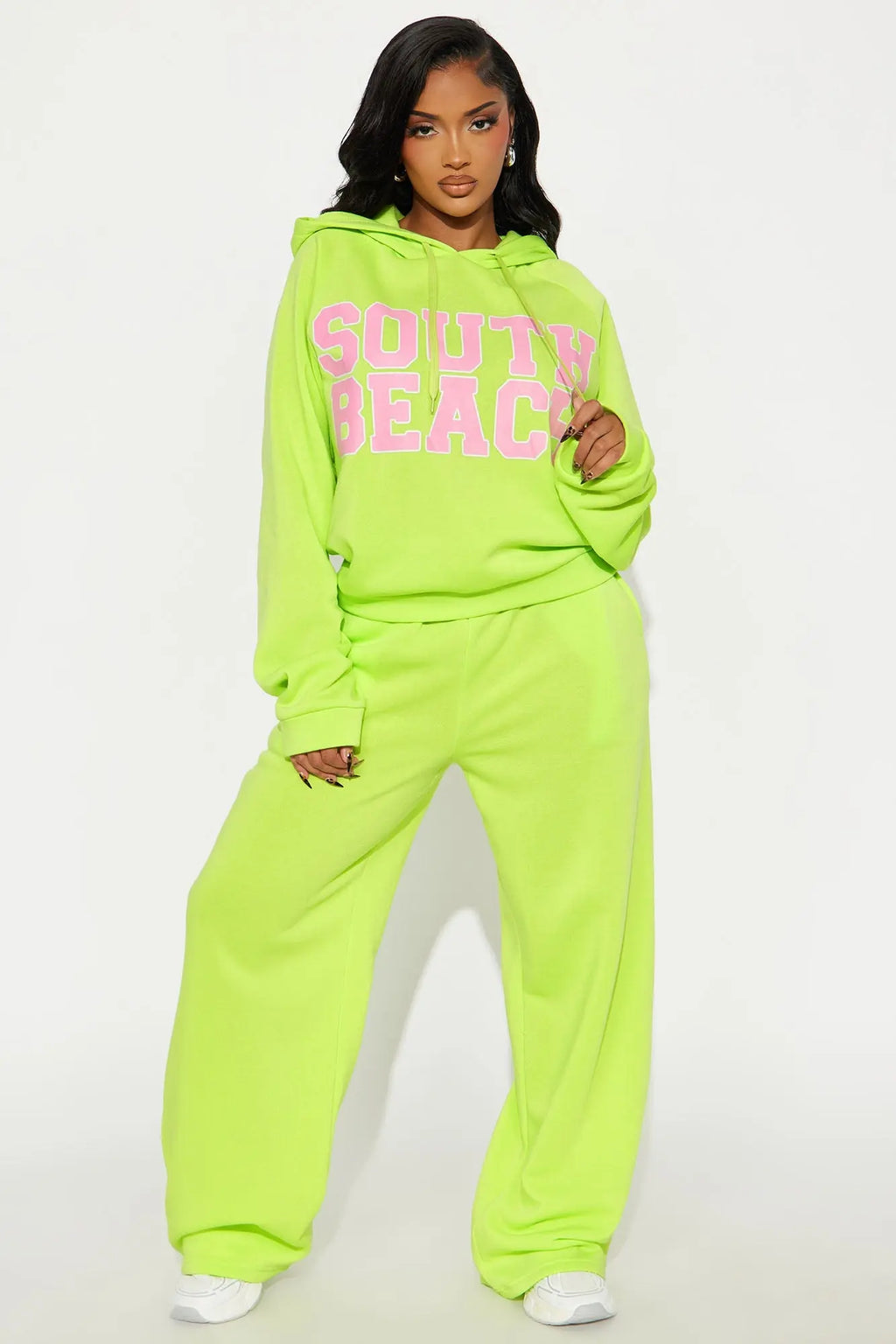 Coastal Chill Hoodie Pant Set - Lime 